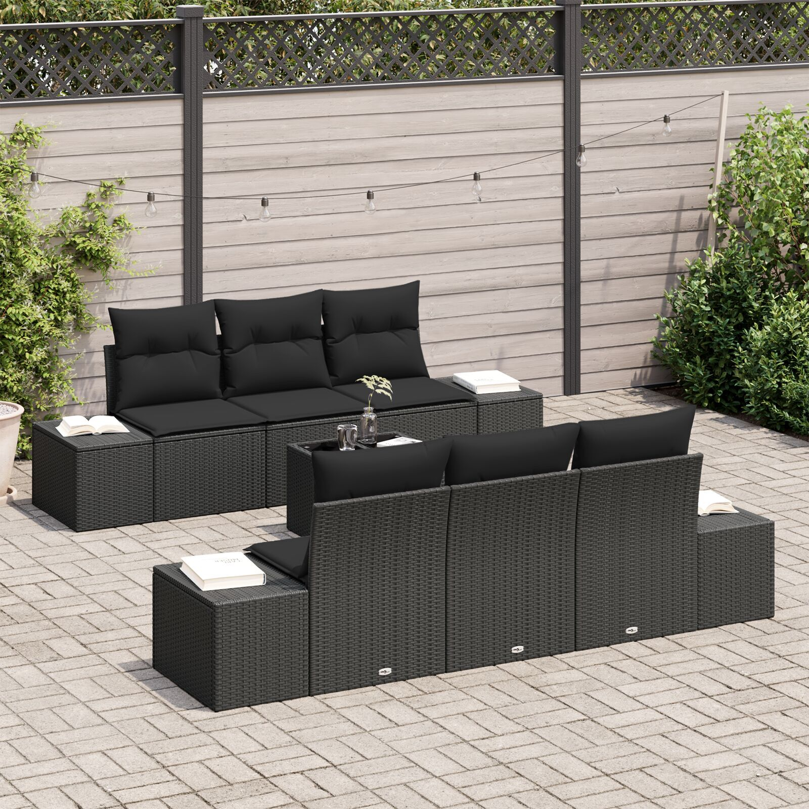 7-osaline aiadiivanikomplekt padjadega Must polü rattan - Image 3