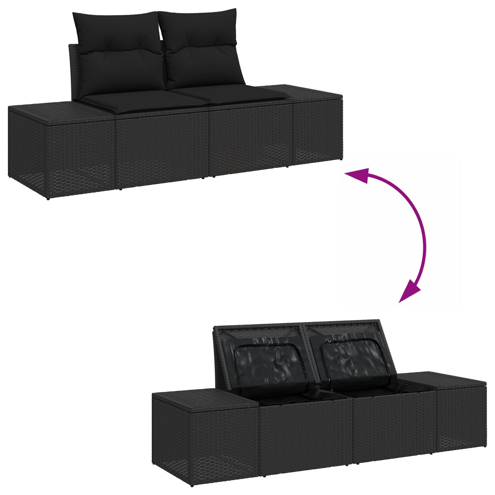 5-osaline Aia Diivanite Komplekt Padjadega Must Polürotang - Image 11