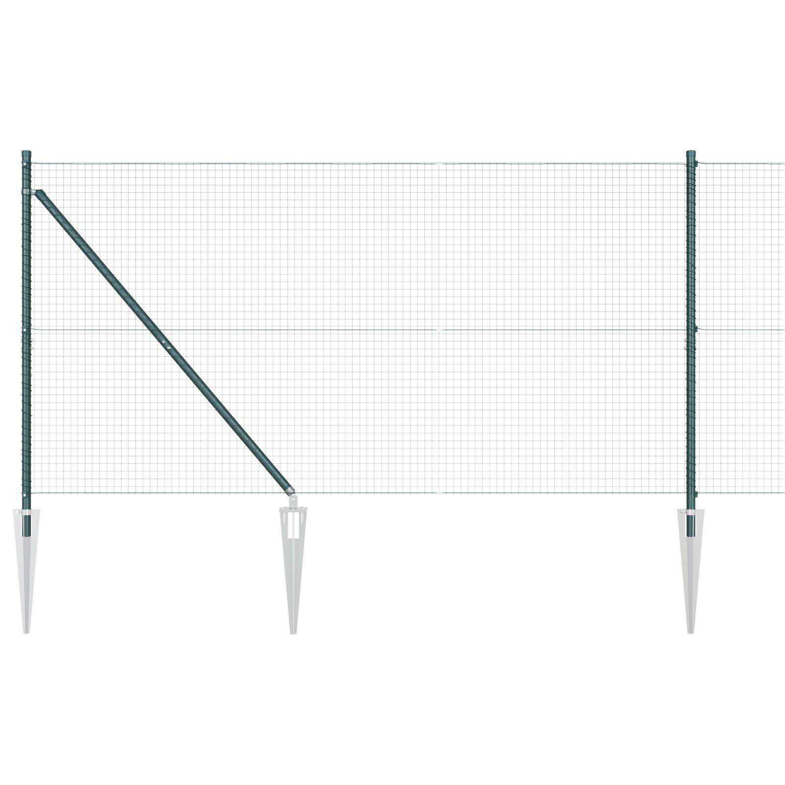 Welded Wire Fence with 7 Spike Posts Green 1.2x10 m Steel - Image 6