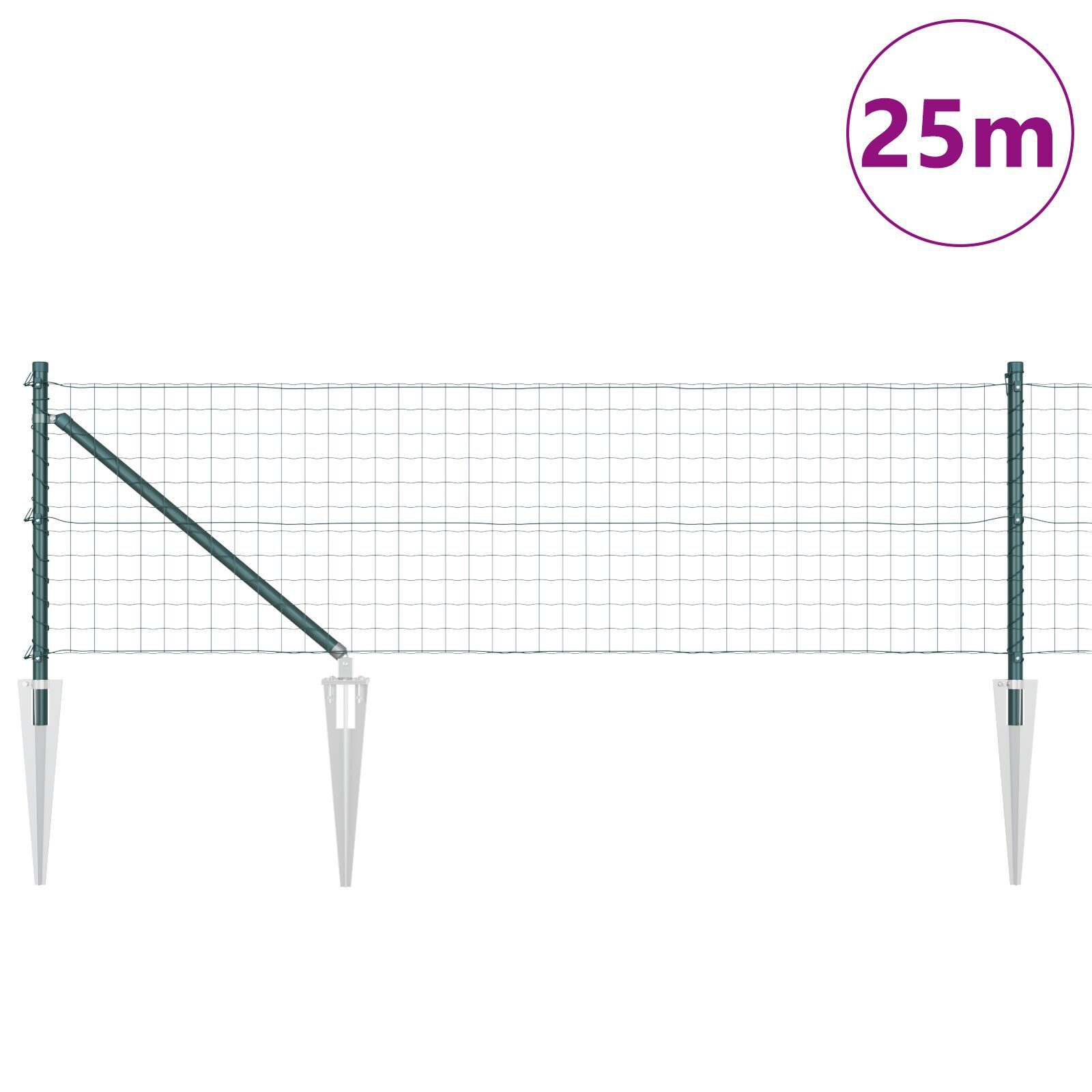 Thumbnail - vidaXL Euro Zaun mit 13 Spike-Pfosten 0,8x25 m verzinkter Stahl Grün