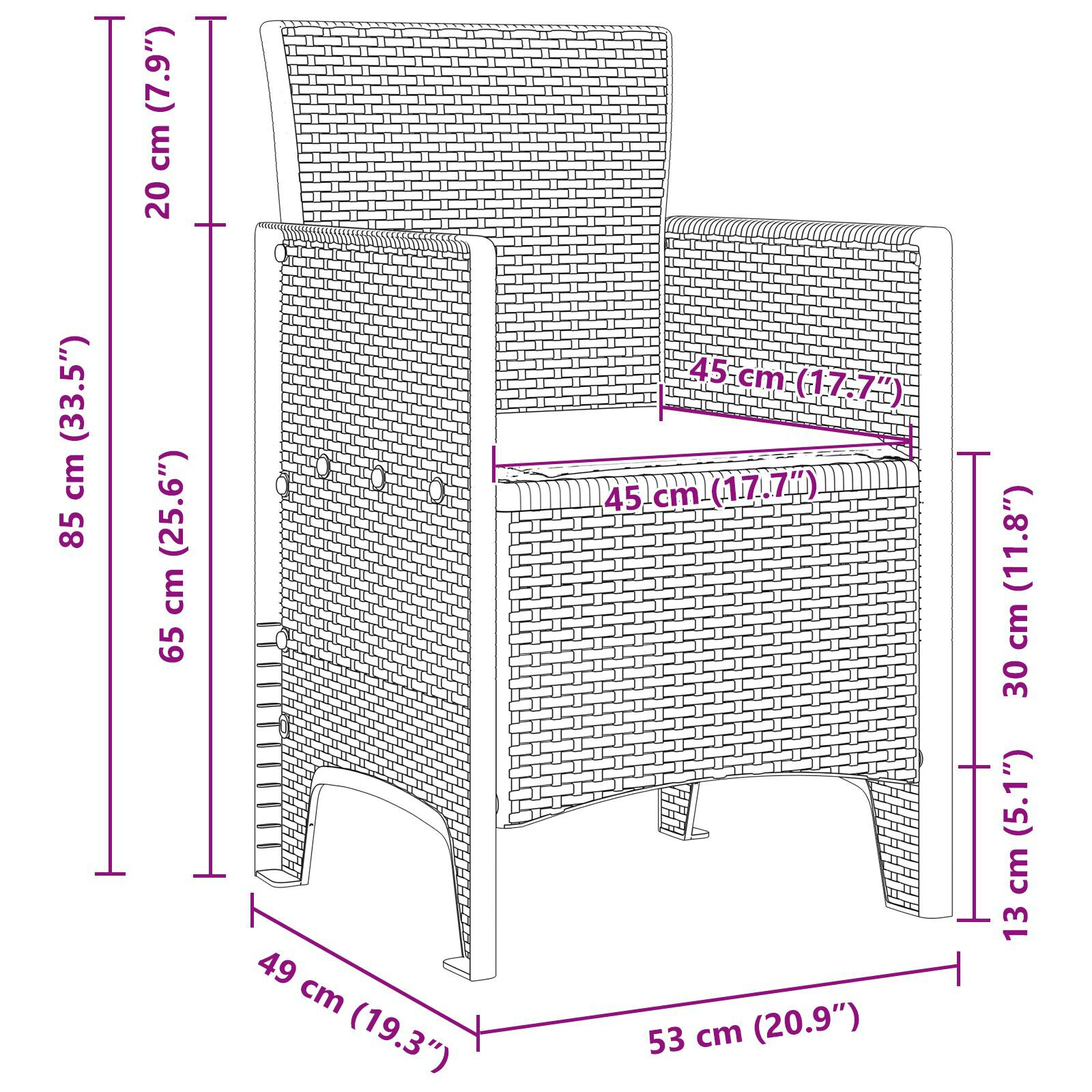 Aiakotid koos patjadega 4 tk Pruun Polü Rattan - Image 10