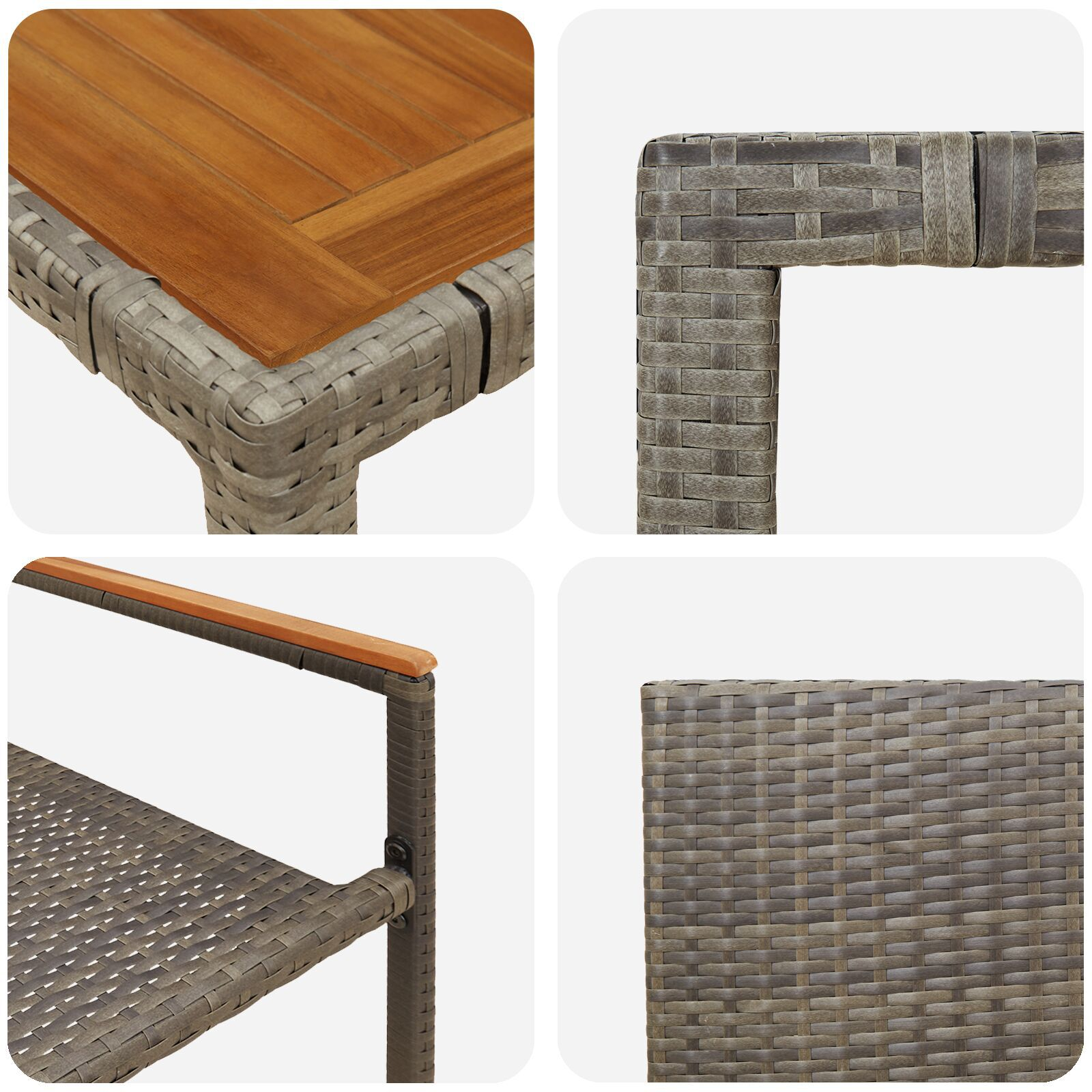 Set de Mese pentru Grădină  în Cinci Piese Gri Poliratan, Scaune de Grădină  cu Perne 2 buc Gri Poliratan [9]