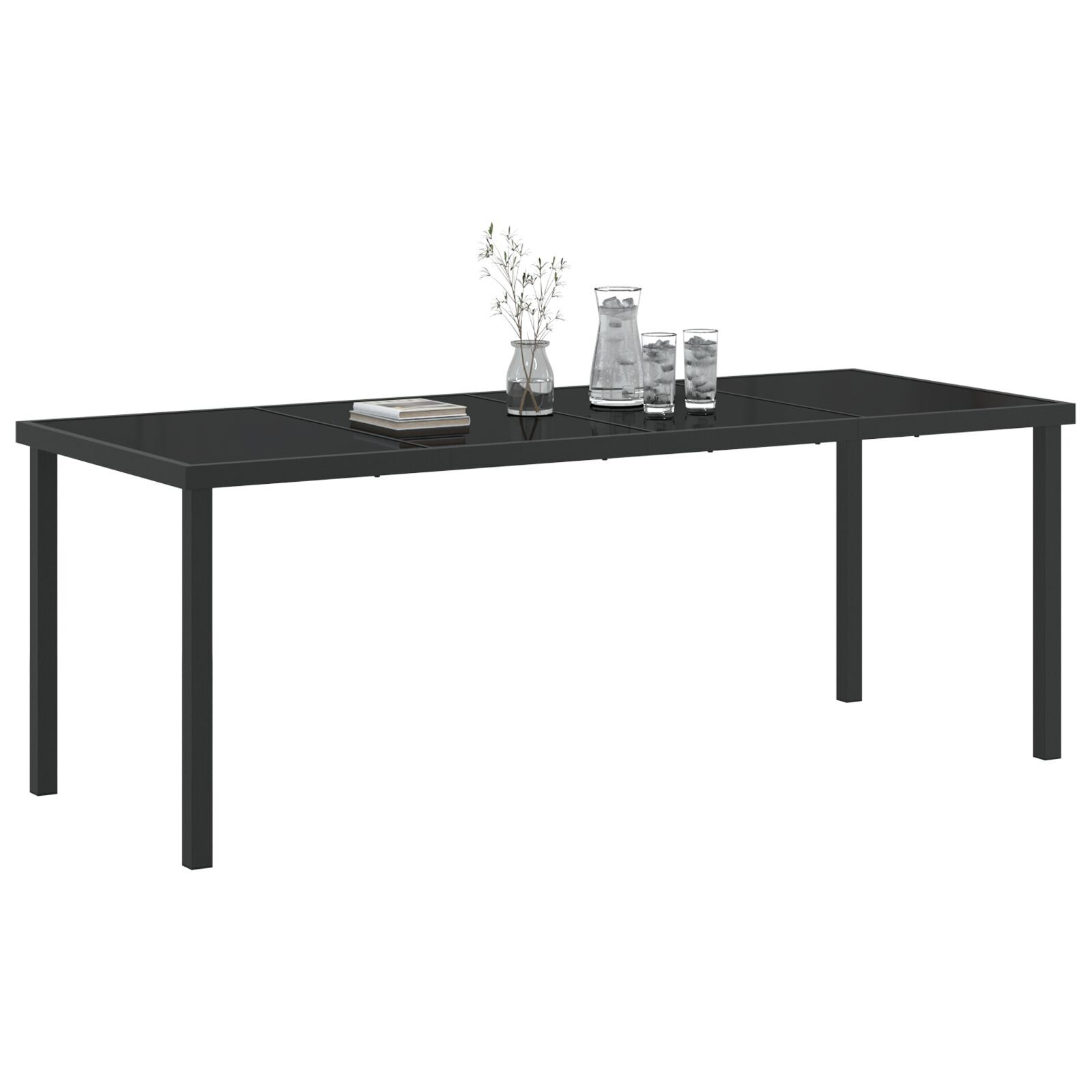 Thumbnail - vidaXL Gartentisch Schwarz 200x80x73 cm Hartglas