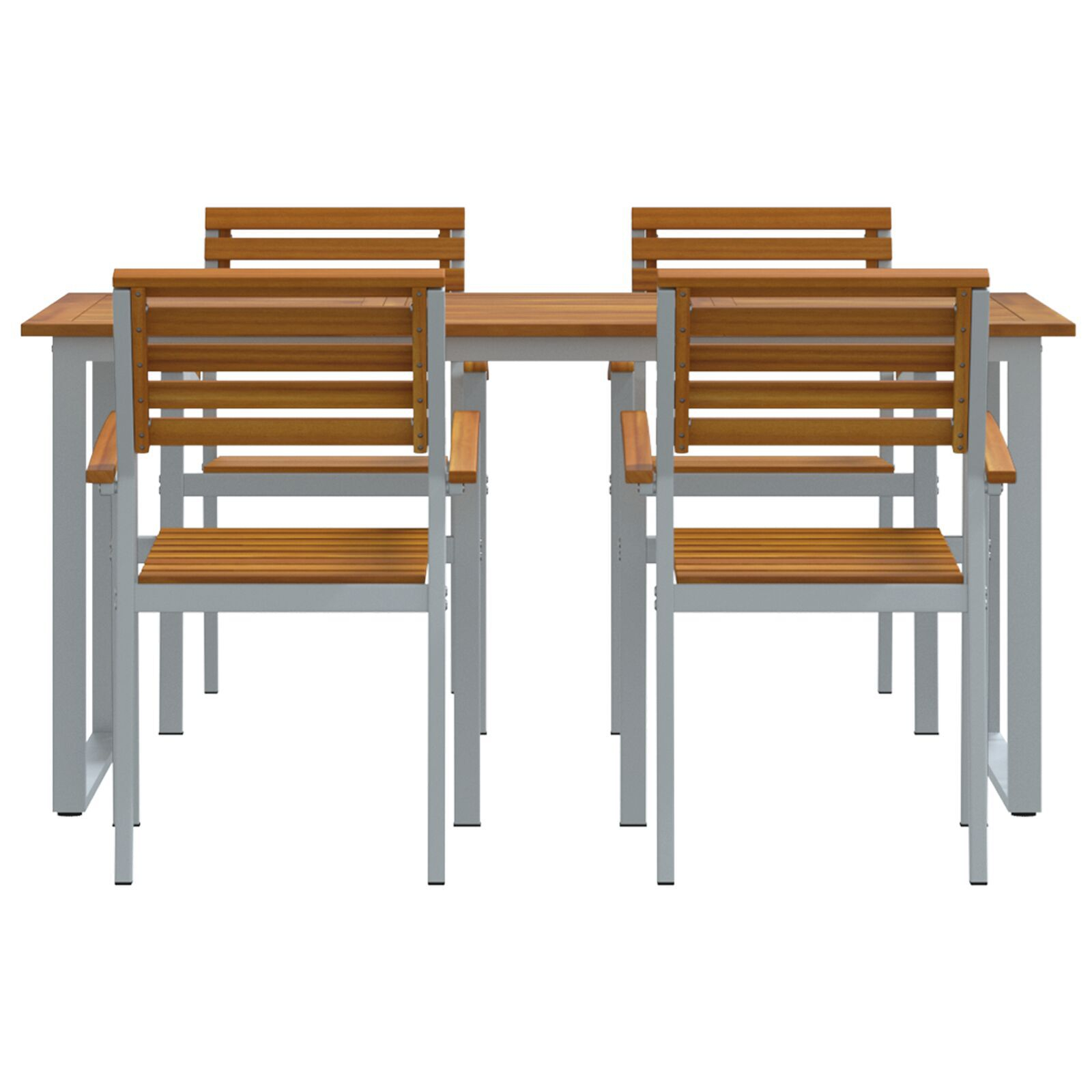 5-osaline Aia Söögilaudade Komplekt Tammepuidust ja Metallist - Image 7
