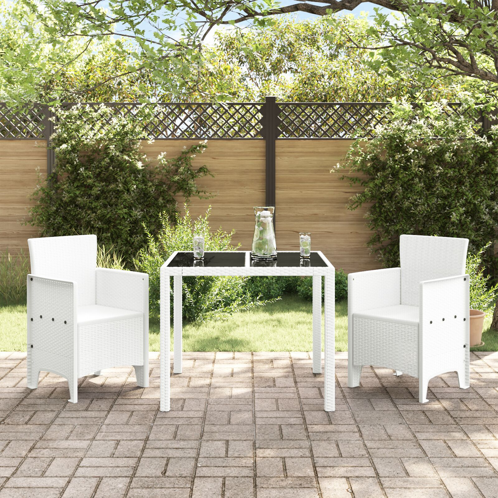 Thumbnail - vidaXL Gartenstühle 2 Stk. Weiß Poly Rattan