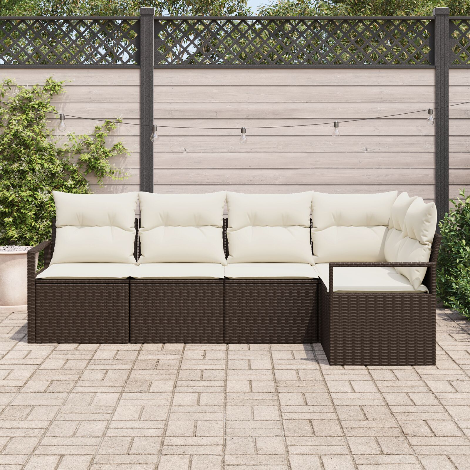 Thumbnail - vidaXL 5-teilige Garten Sofagarnitur mit Kissen Braun Poly Rattan, 2-Sitzer Garten Sofa mit Kissen Braun Poly Rattan