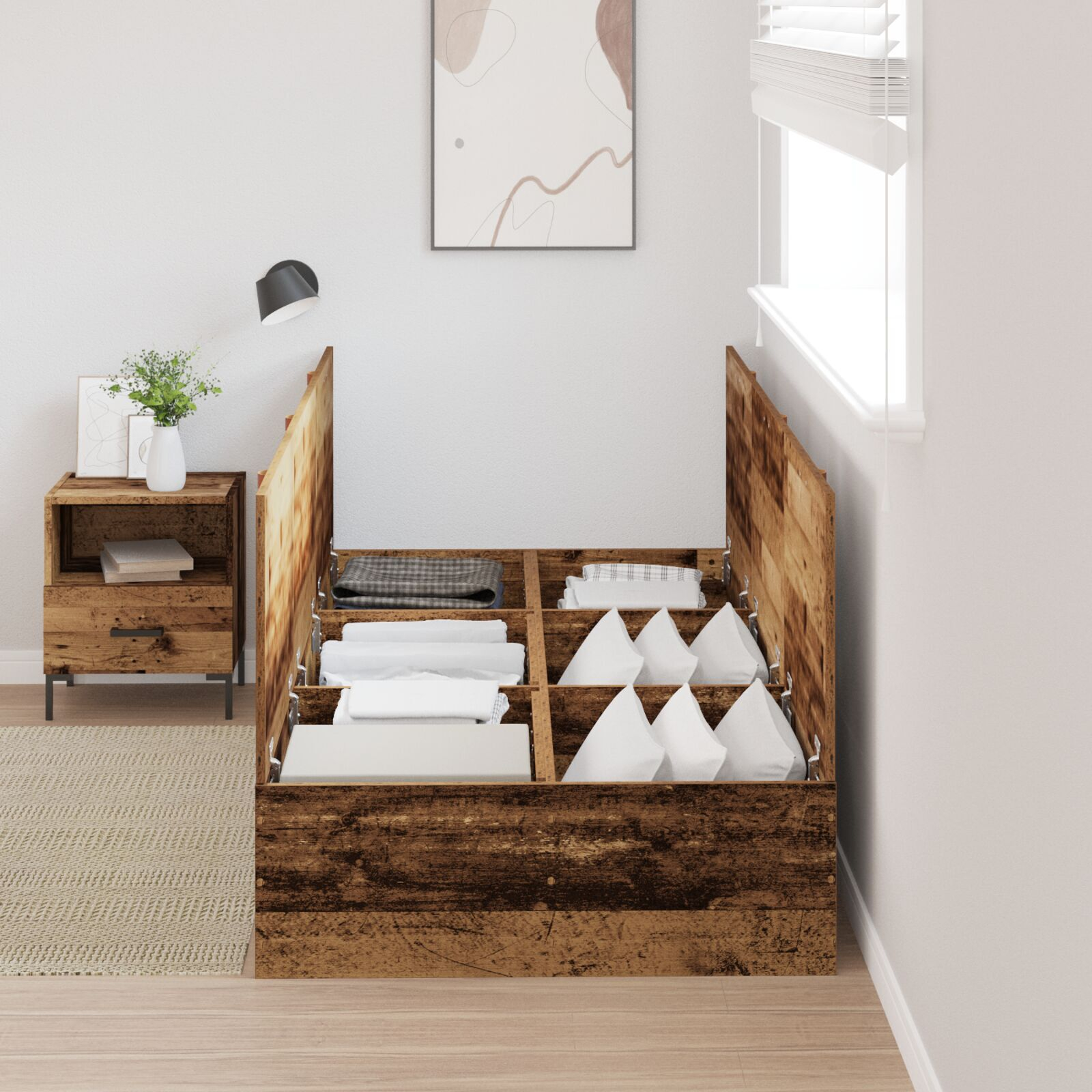 Storage Bed Frame Old Wood 100x200 cm - Image 4