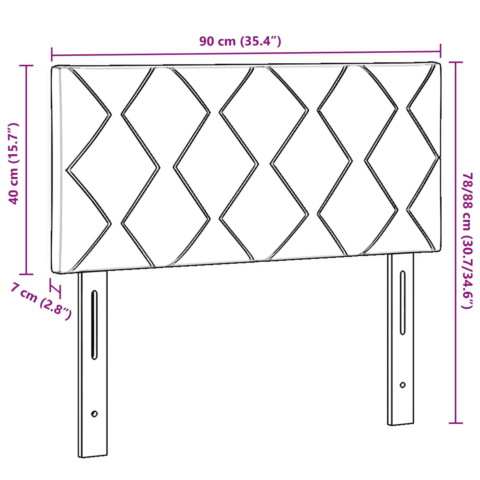 Tăblie  Design Blocuri de Diamant Maro Închis 90 cm Textil [8]