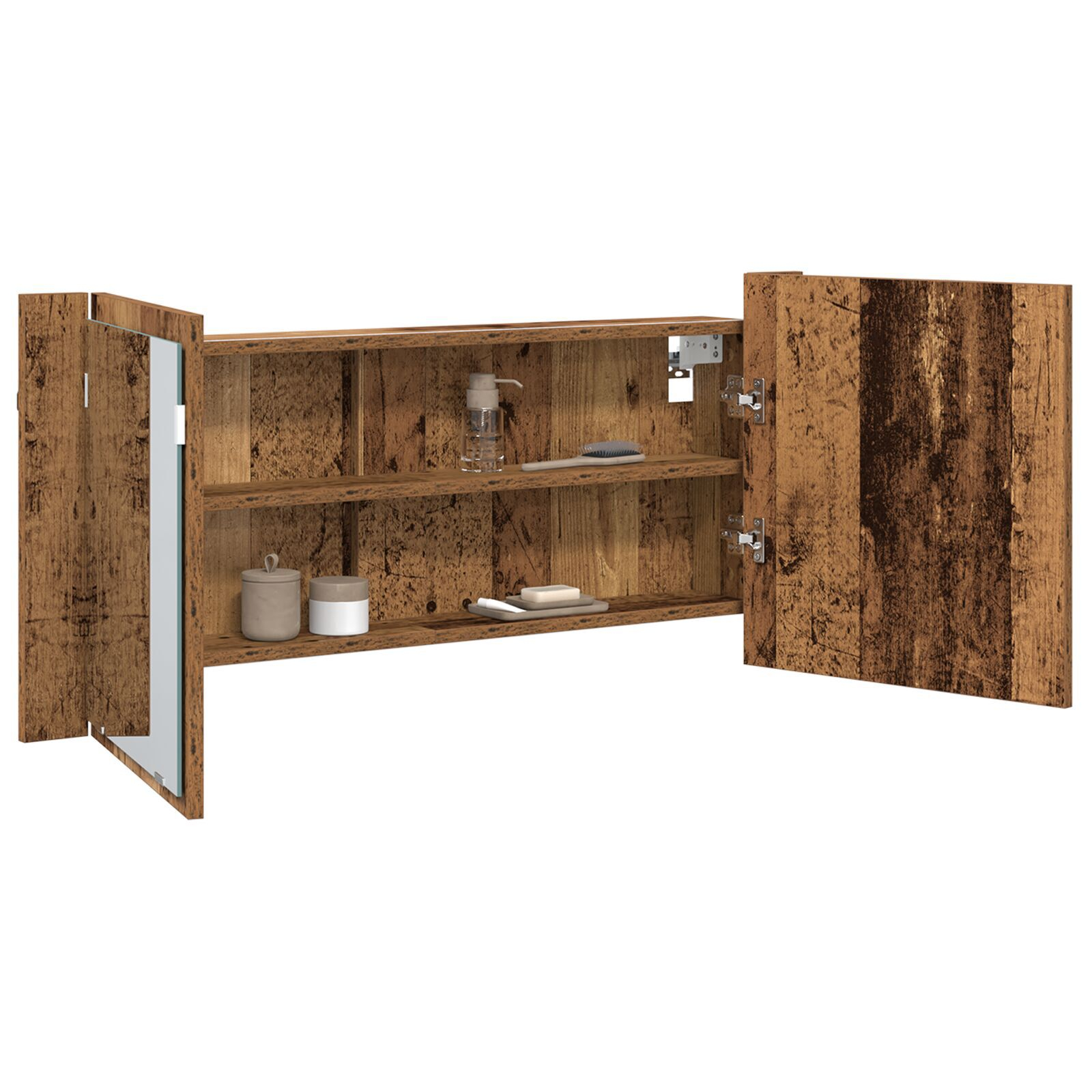 Thumbnail - vidaXL LED Spiegelschrank Altes Holz 100x12x45 cm Faserholz
