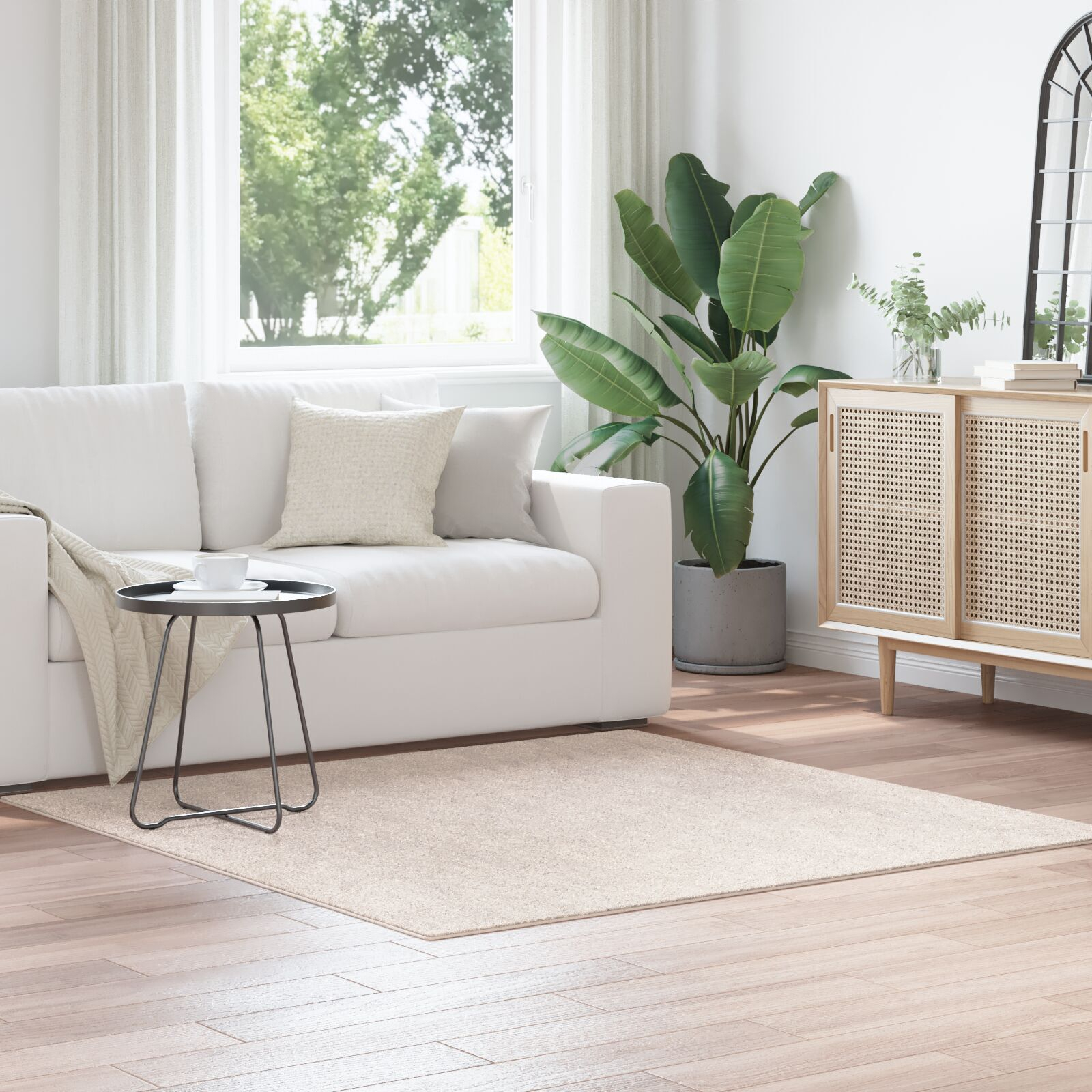 Thumbnail - vidaXL Hochflor Shaggy Teppich Creme 160x160 cm PP