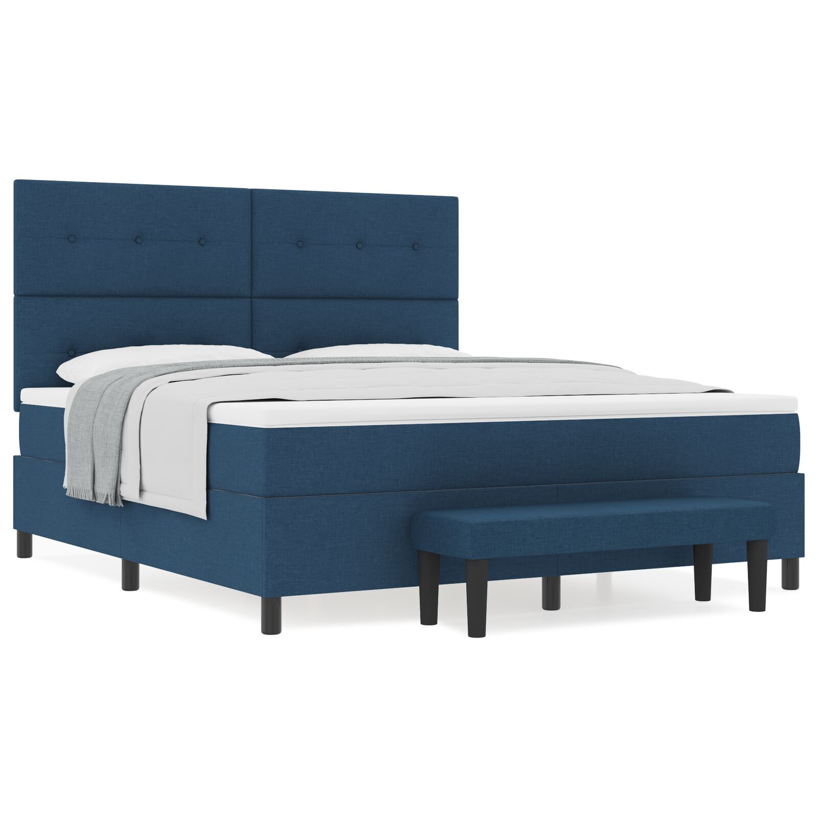 Thumbnail - vidaXL Boxspringbett mit Matratze & Bank Blau 180x200 cm Stoff