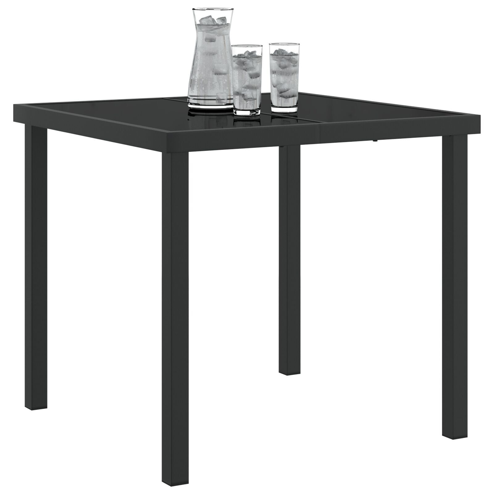 Thumbnail - vidaXL Gartentisch Schwarz 80x80x73 cm Hartglas