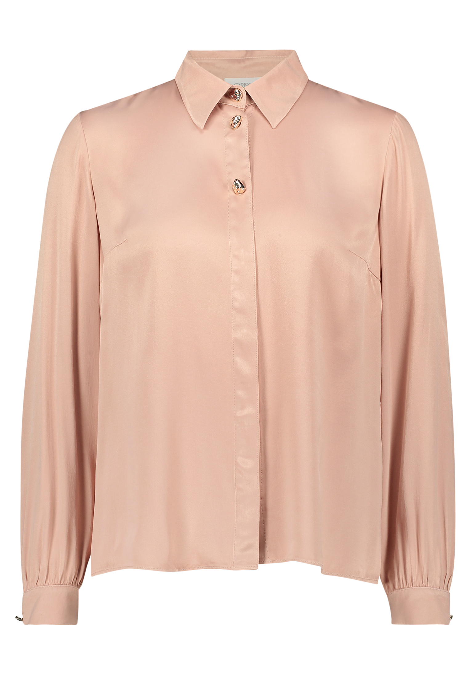 Cartoon Satin-Bluse Mit KnöPfen, Braun, 44