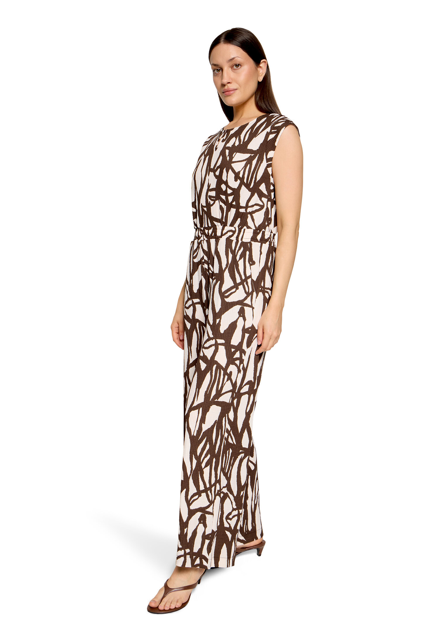 Cartoon Jumpsuit, äRmellos, FüR Damen, Beige|Braun, 42