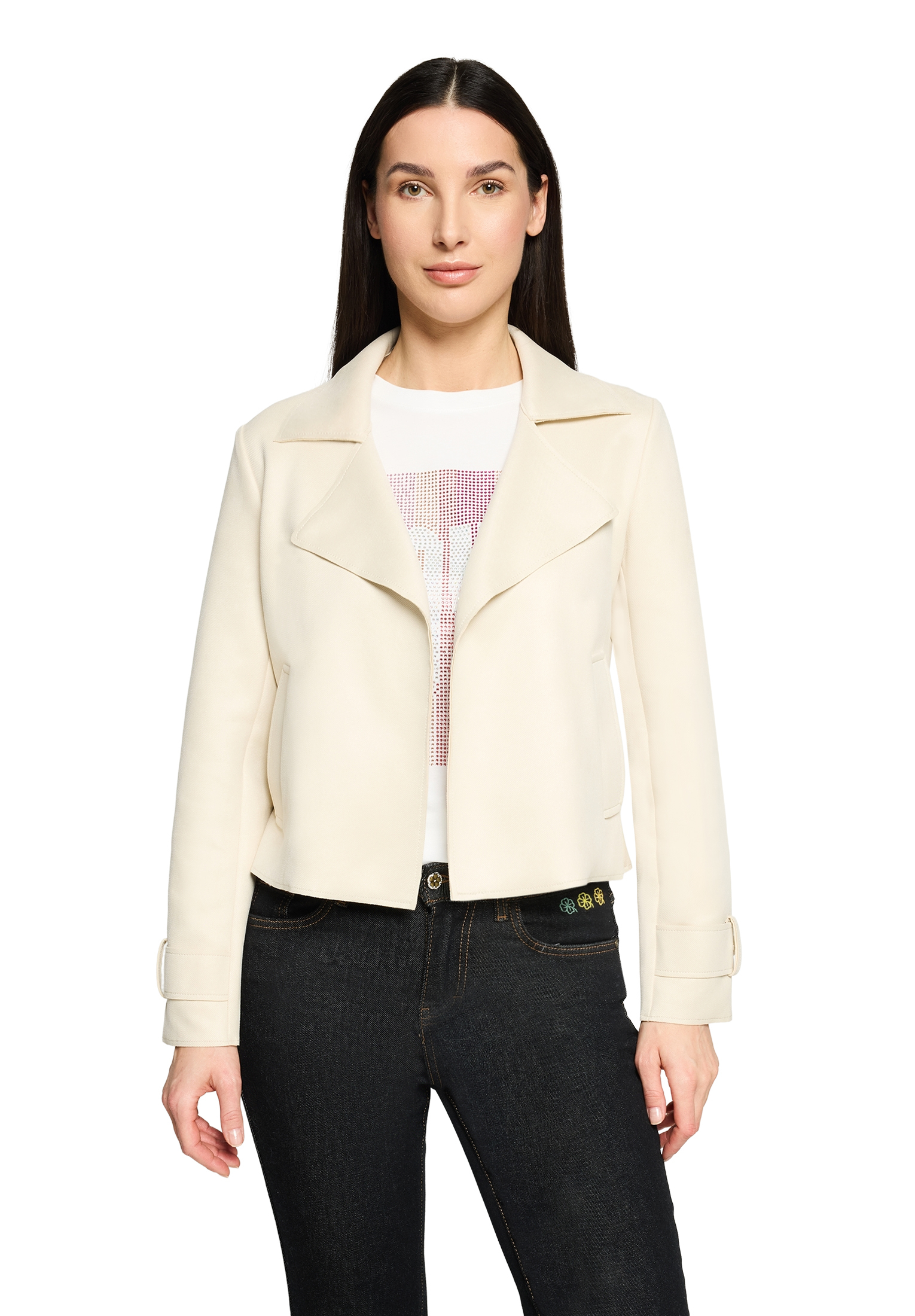 Cartoon Casual-Jacke Mit Taschen, Beige, 34