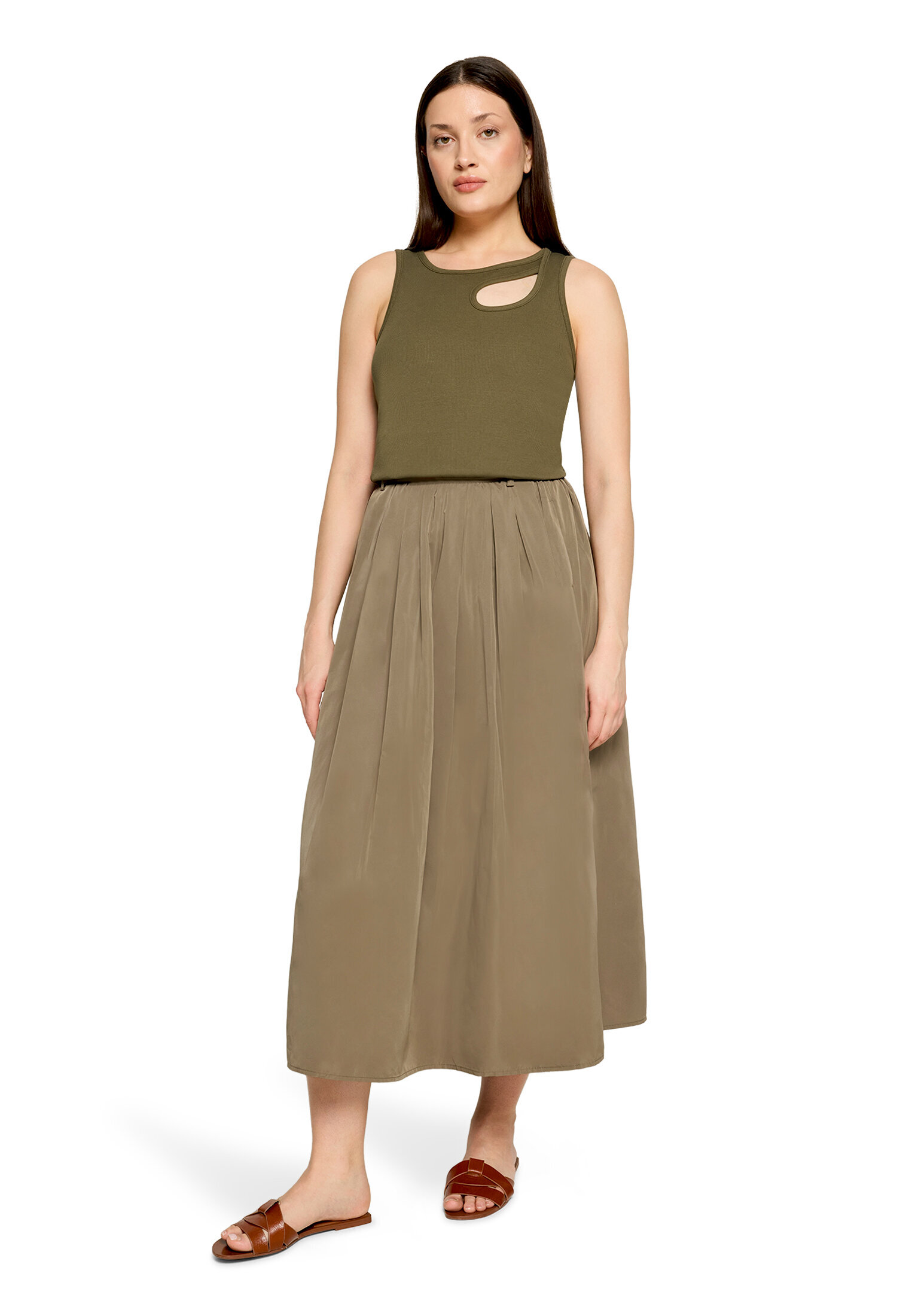 Cartoon Basic-Top Mit Rundhalsausschnitt, Braun, 36