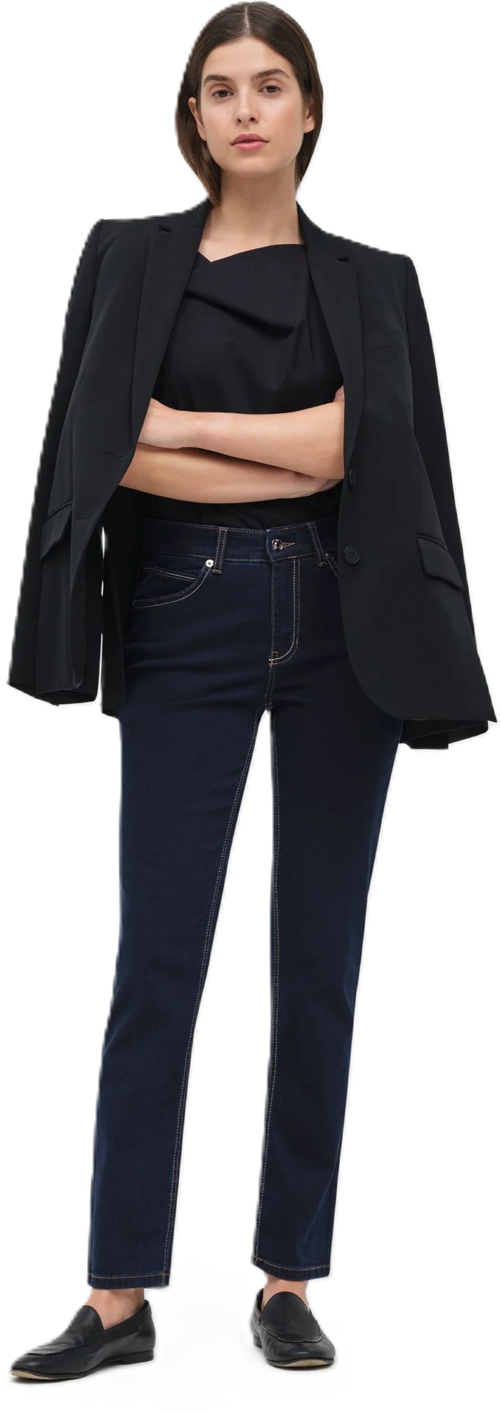Mac Melanie Jeans, Straight Fit, GüRtelschlaufe, FüR Damen, Blau, 44/L28