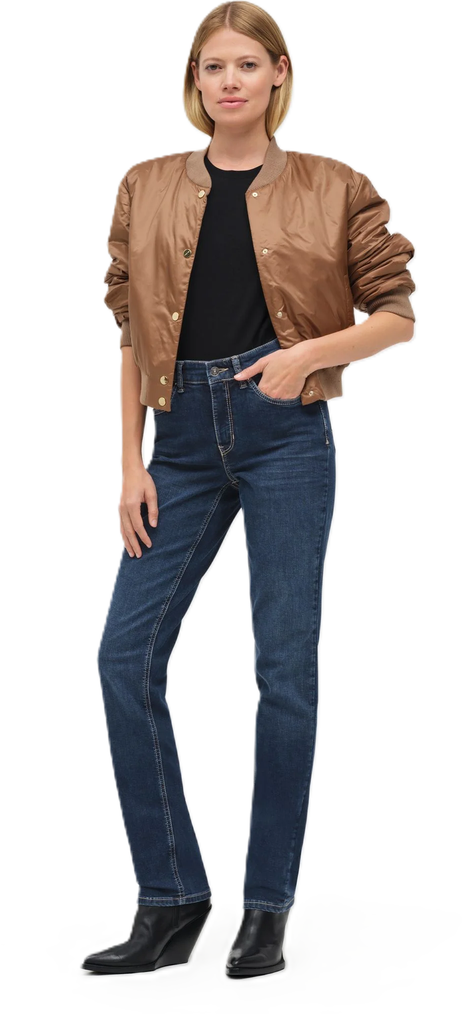 Mac Melanie Jeans, Straight Fit, GüRtelschlaufe, FüR Damen, Blau, 42/L32