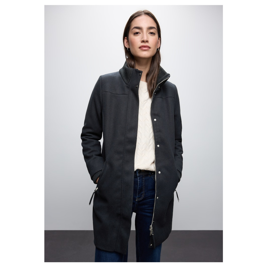 Street One Kurzmantel, Stehkragen, FüR Damen, Blau, 36