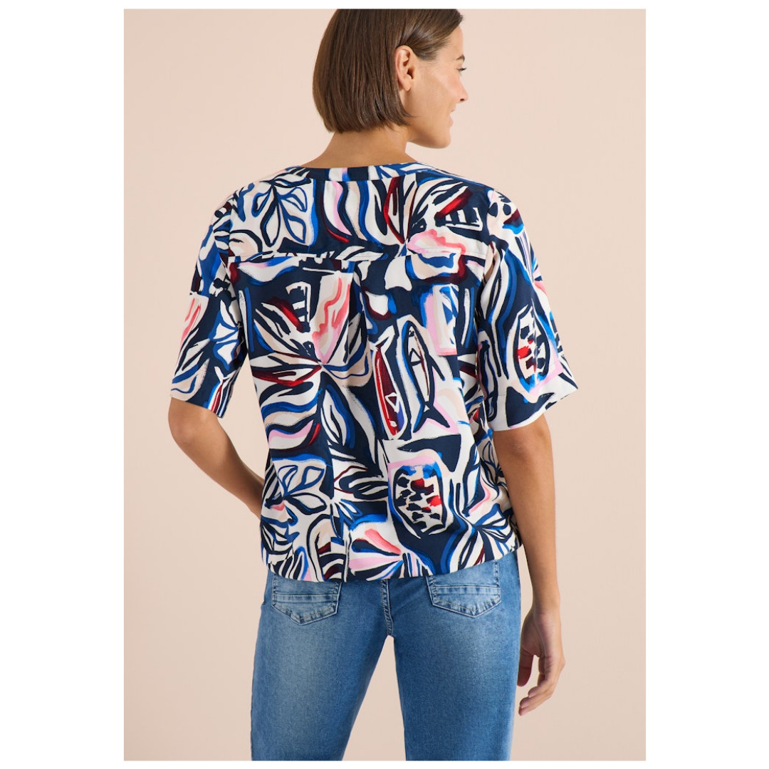 Cecil Shirtbluse, Split-Neck, FüR Damen, Blau, S