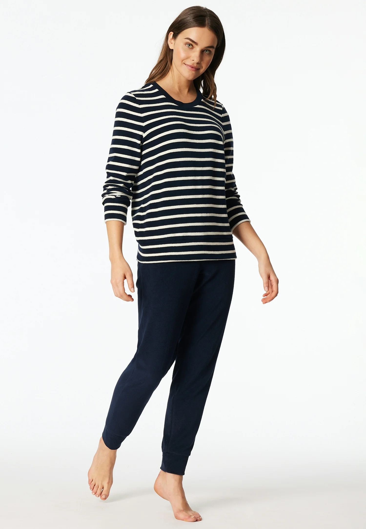 Schiesser Casual Essentials Schlafanzug, Rundhals, FüR Damen, Blau, 38