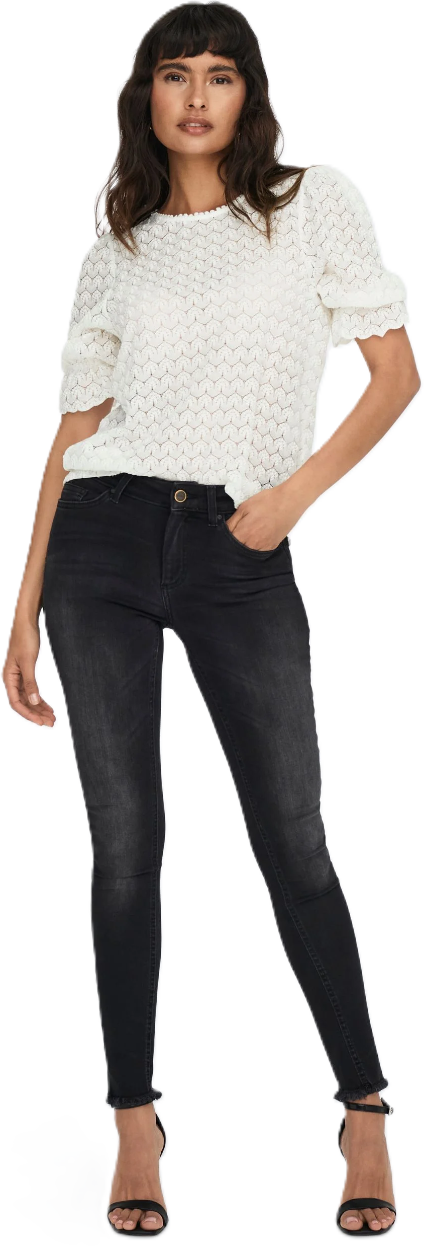 Only® Jeans, Skinny Fit, 5-Pocket, Offene Saumkante, FüR Damen, Schwarz, S/32