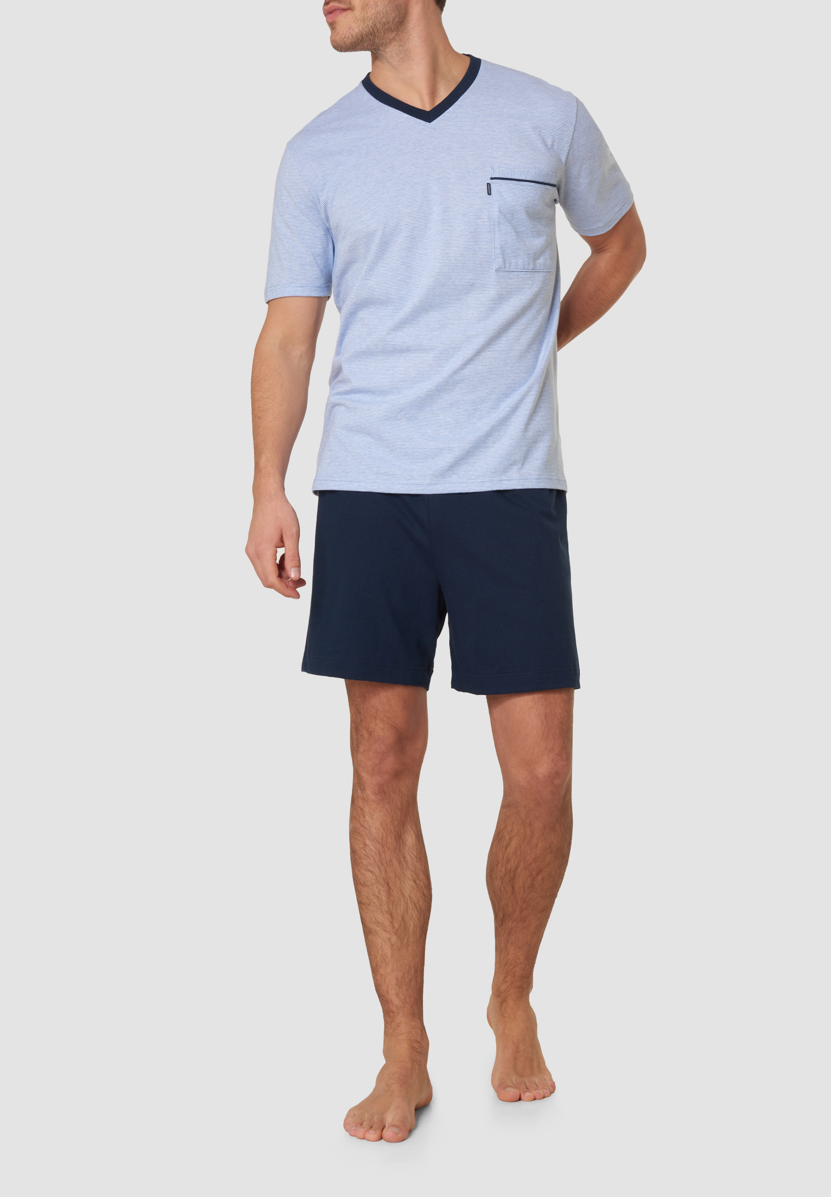 Ammann Schlafanzug, Shorty, Melange, FüR Herren, Blau|Grau, 50