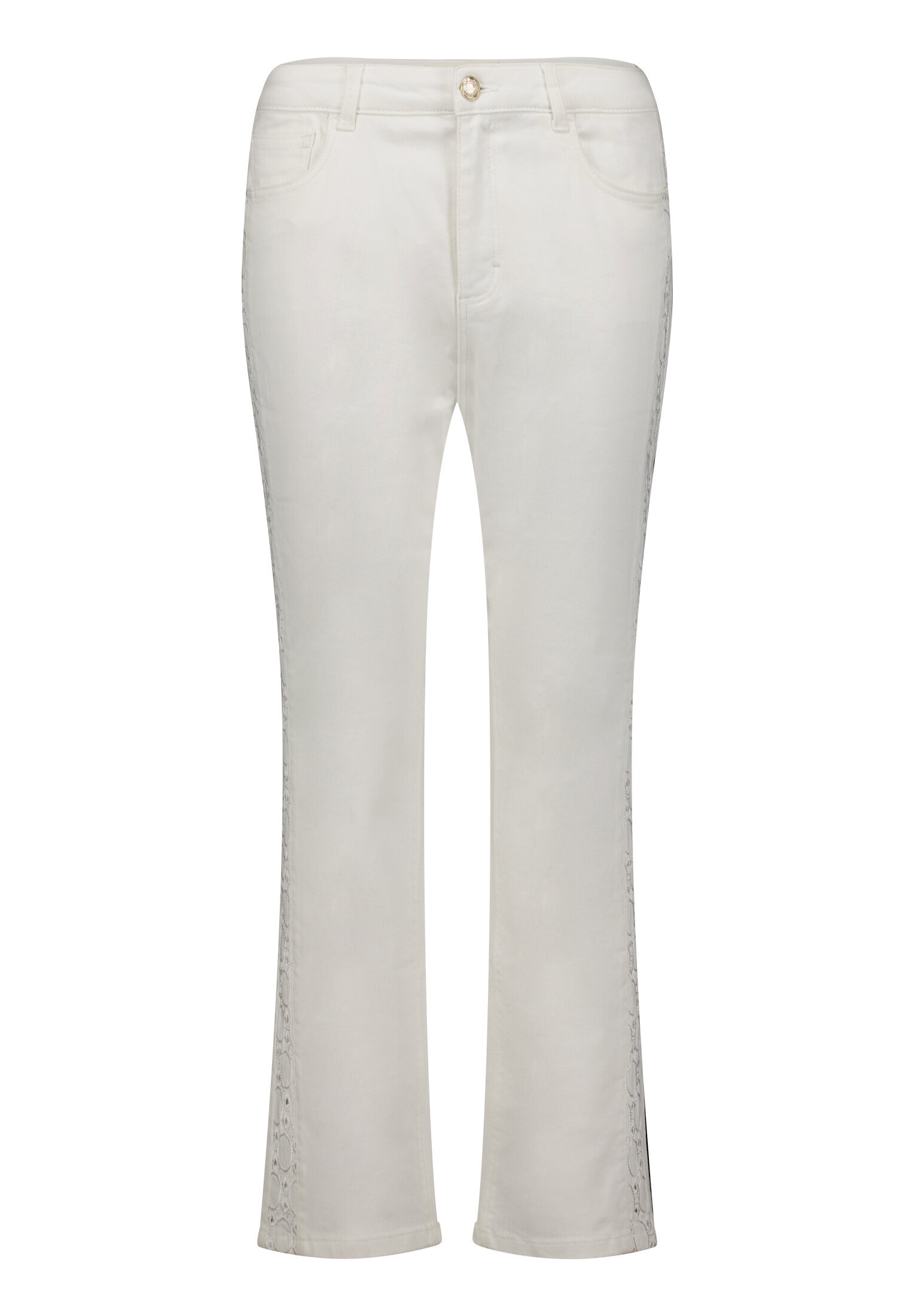 Cartoon Jeanshose, Lochstickerei, FüR Damen, Weiß, 44