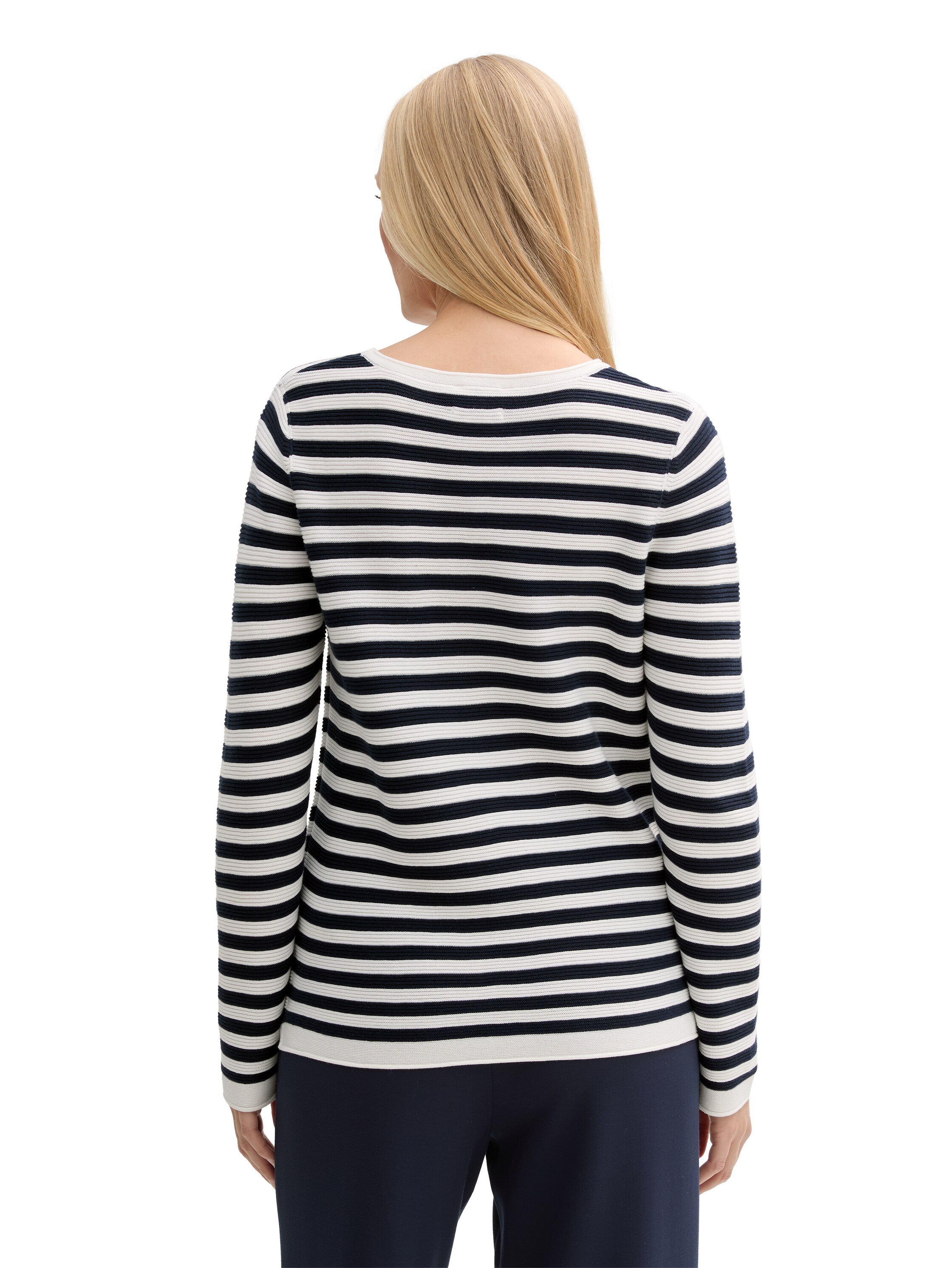 Tom Tailor Strickpullover, Baumwolle, FüR Damen, Blau|Weiß, 3XL