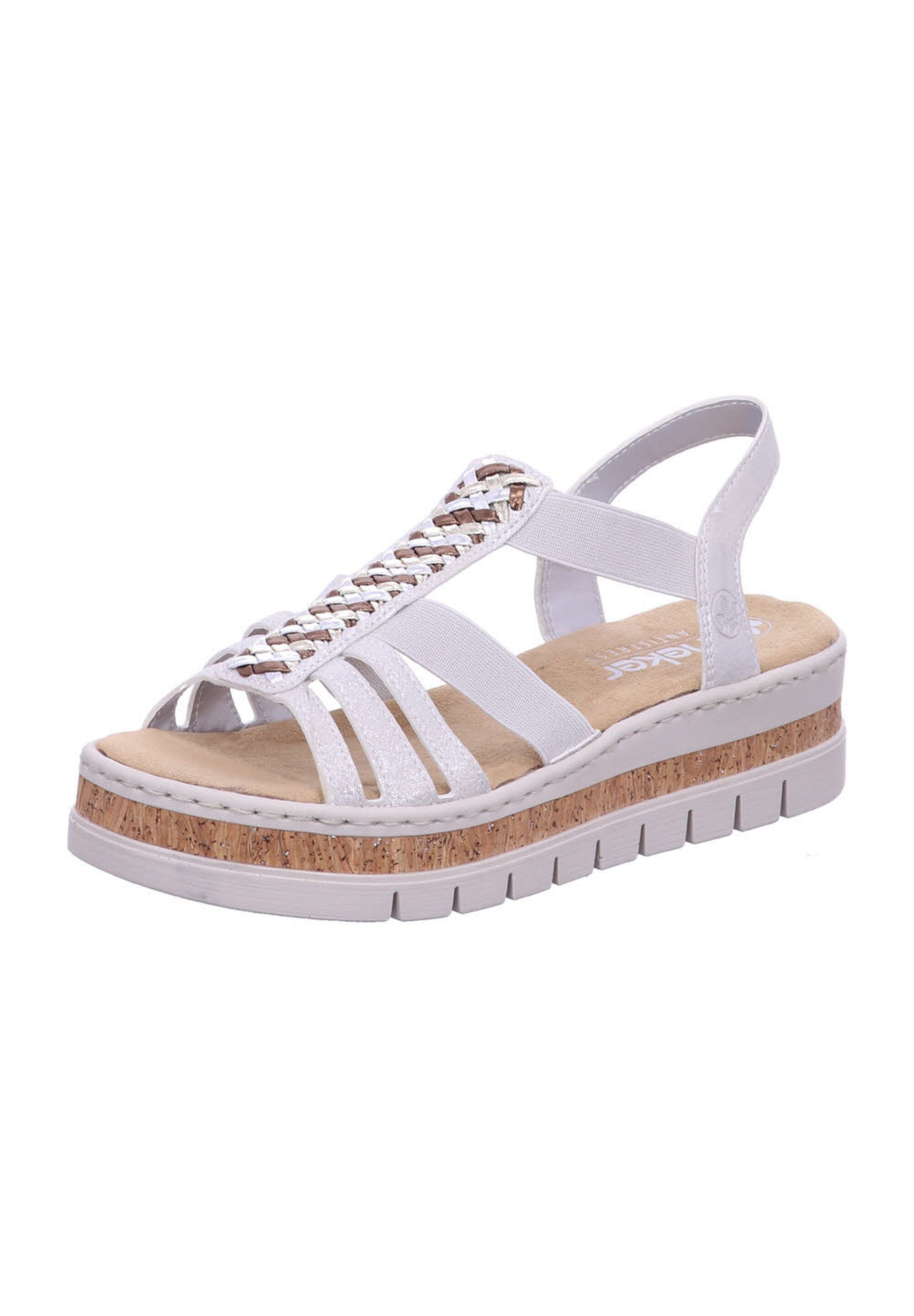 Rieker Sandalen V4918-90, Keilabsatz, FüR Damen, Silber, 40