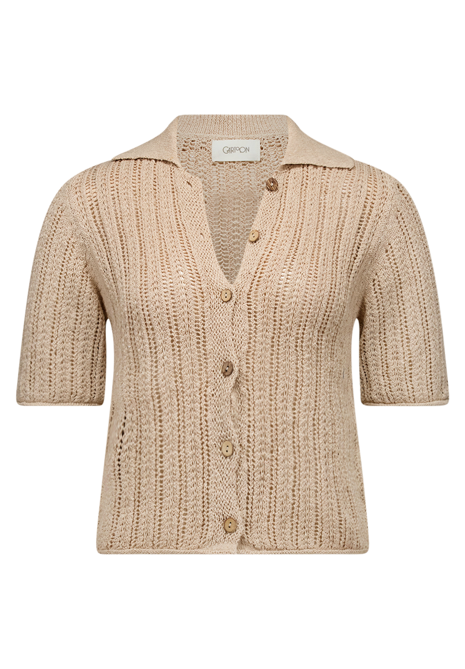 Cartoon Strickjacke, Klappkragen, FüR Damen, Beige, 40