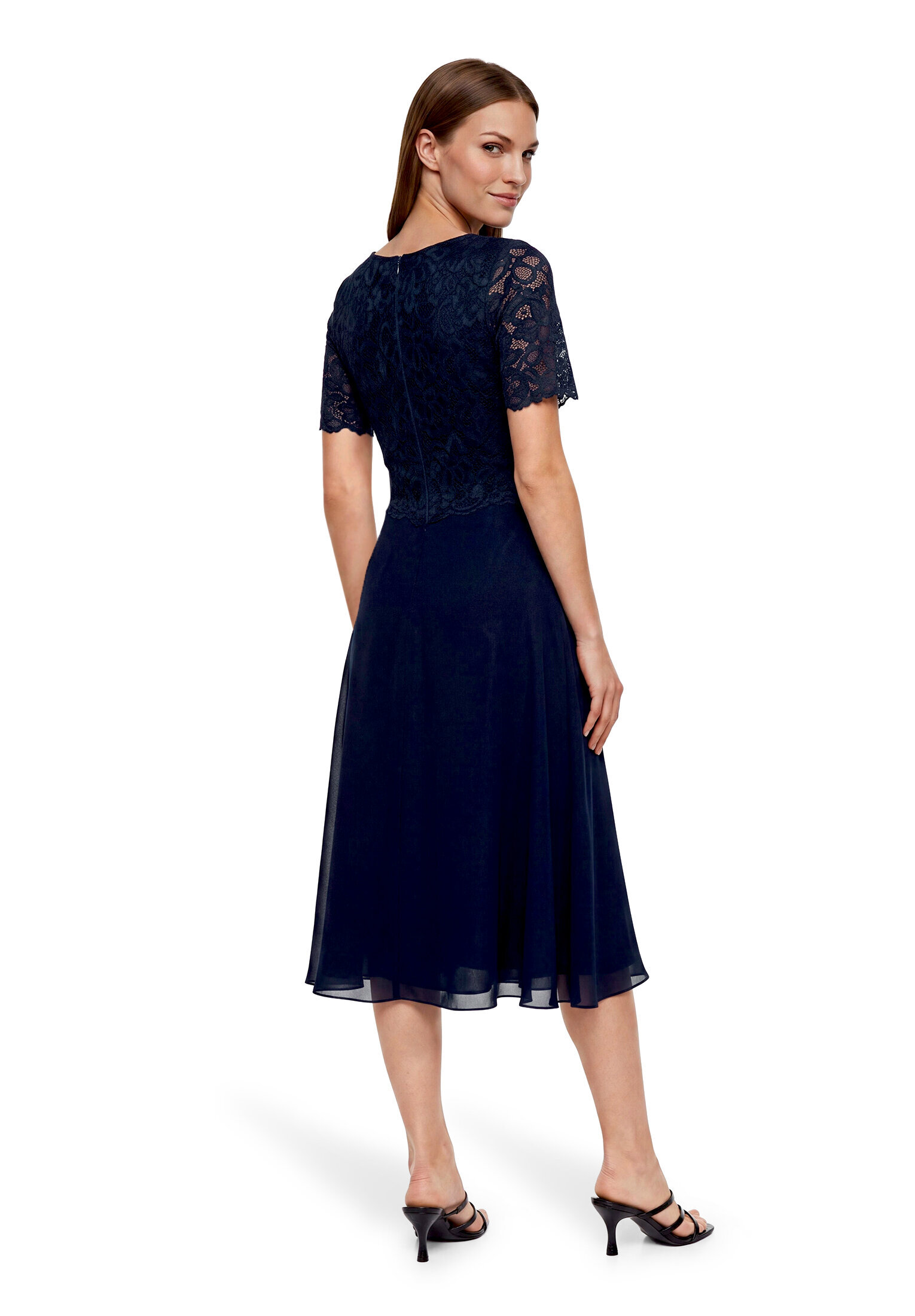 Vera Mont Cocktailkleid Mit Spitze, Blau, 38