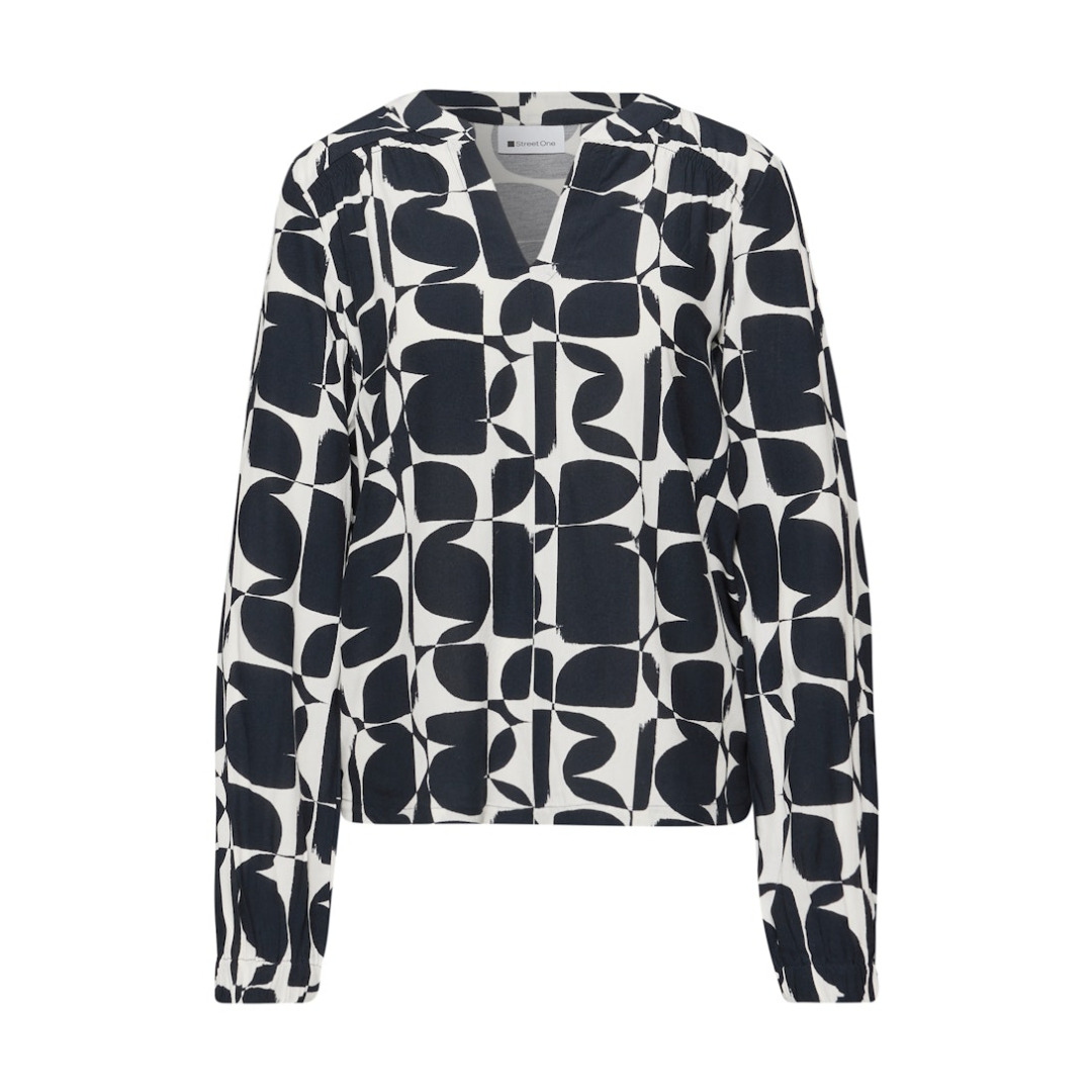 Street One Shirt, Langarm, Split-Neck, Damen, Blau, 36