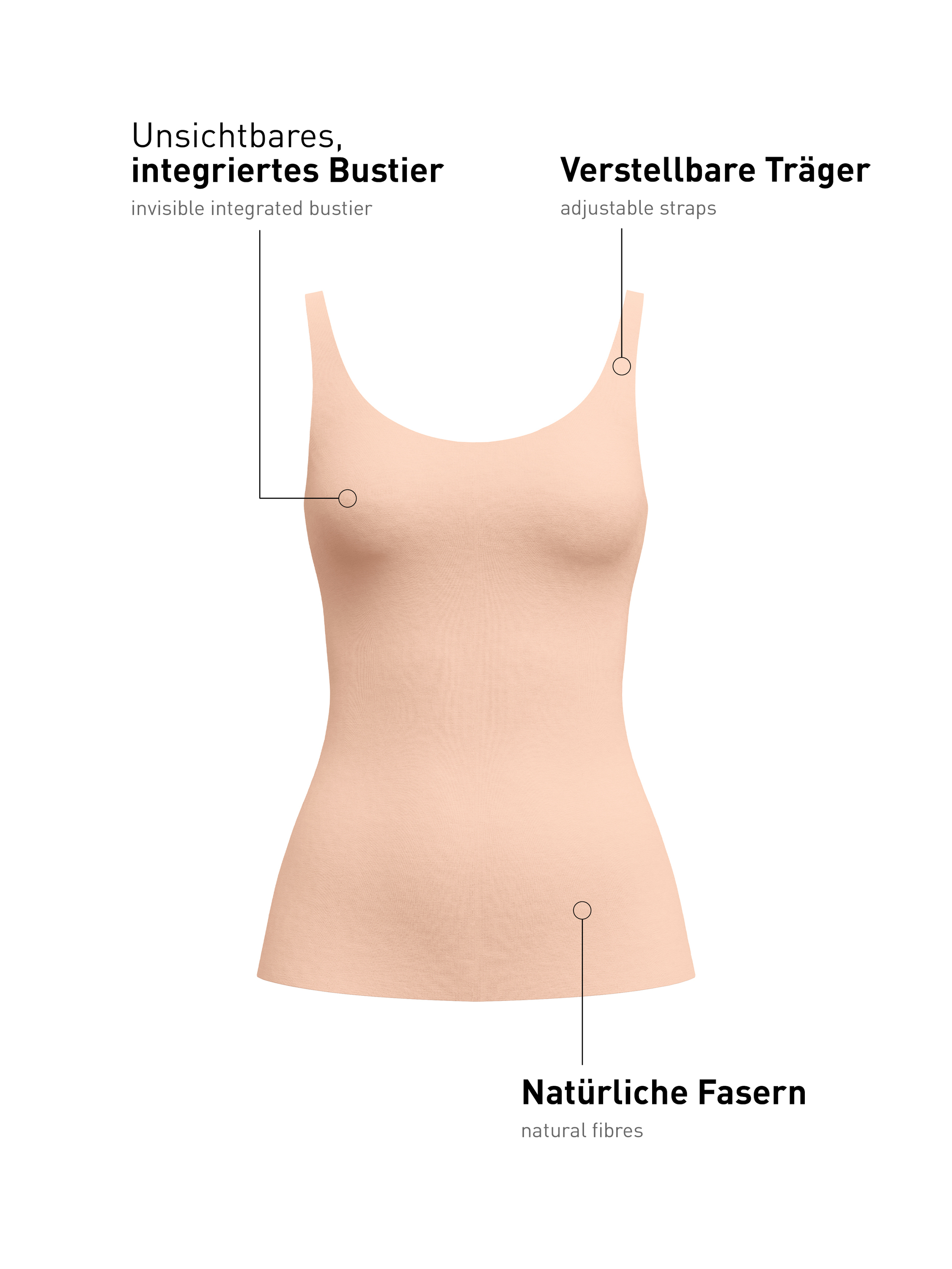 Calida Damen Tank-Top Mit Verstellbaren TräGern & Bustier Natural Skin, Rosa, L