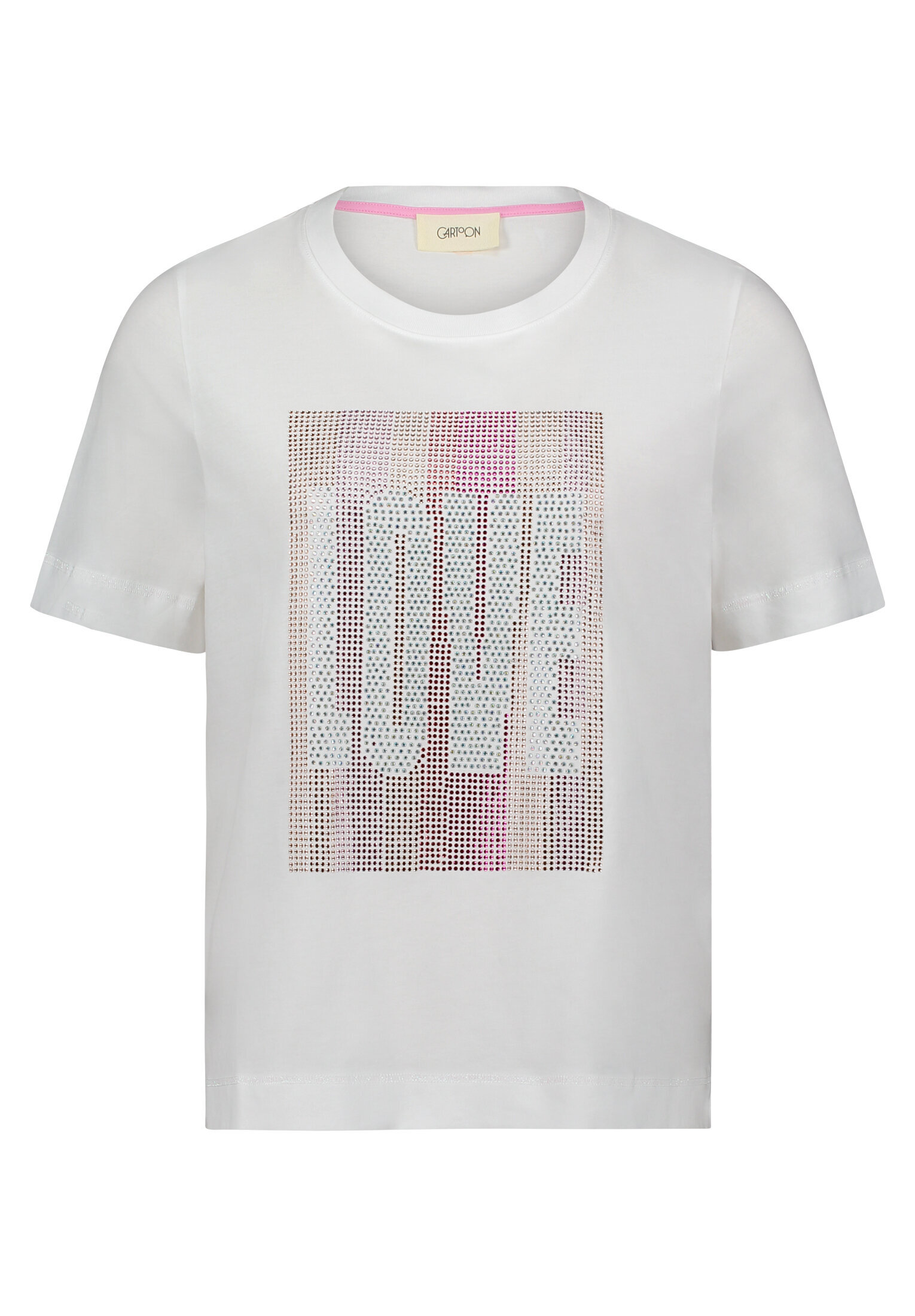 Cartoon Kurzarm-Shirt Mit Rundhalsausschnitt, Weiß, 44
