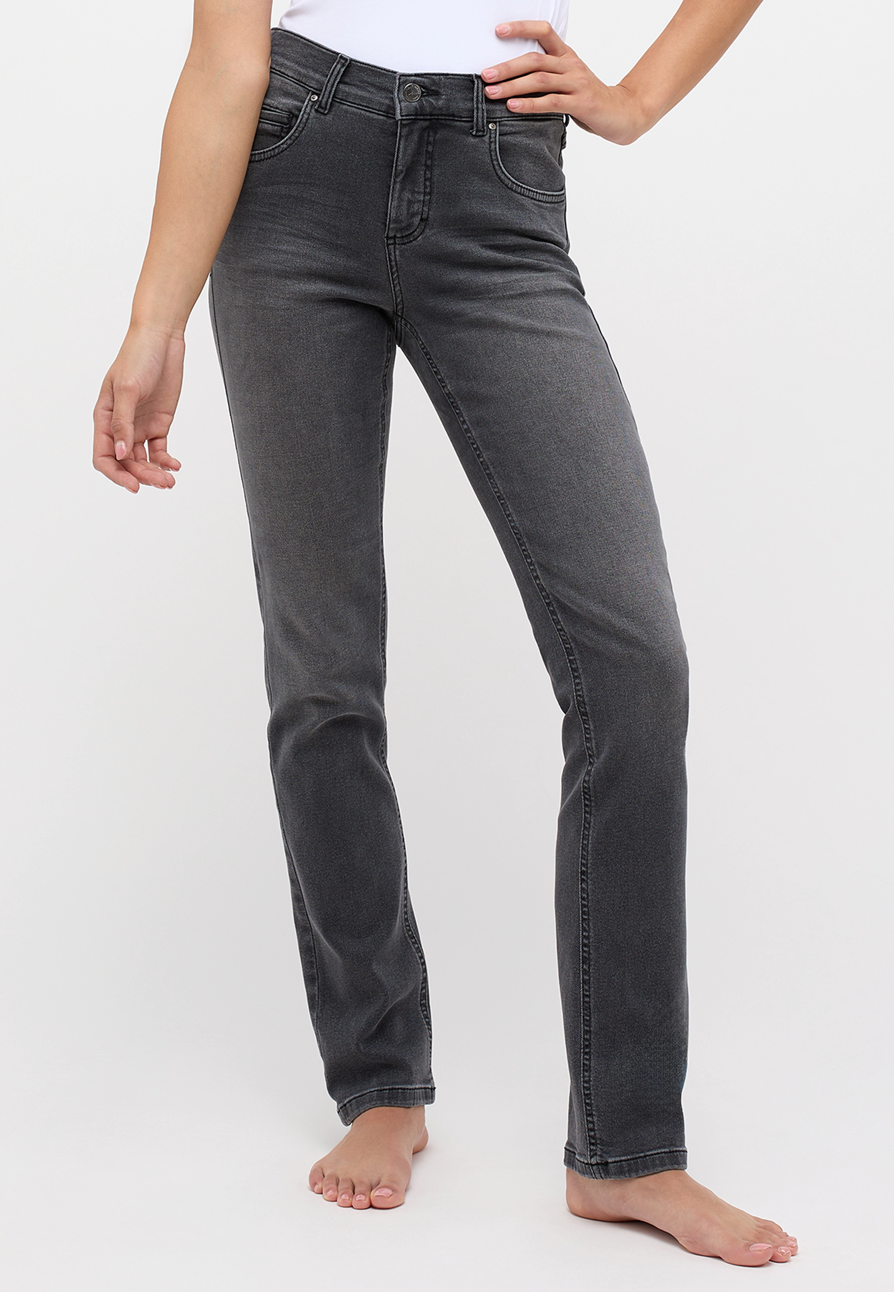 Angels Jeans "Cici", Straight Fit, Uni, FüR Damen, Grau, 42/L30