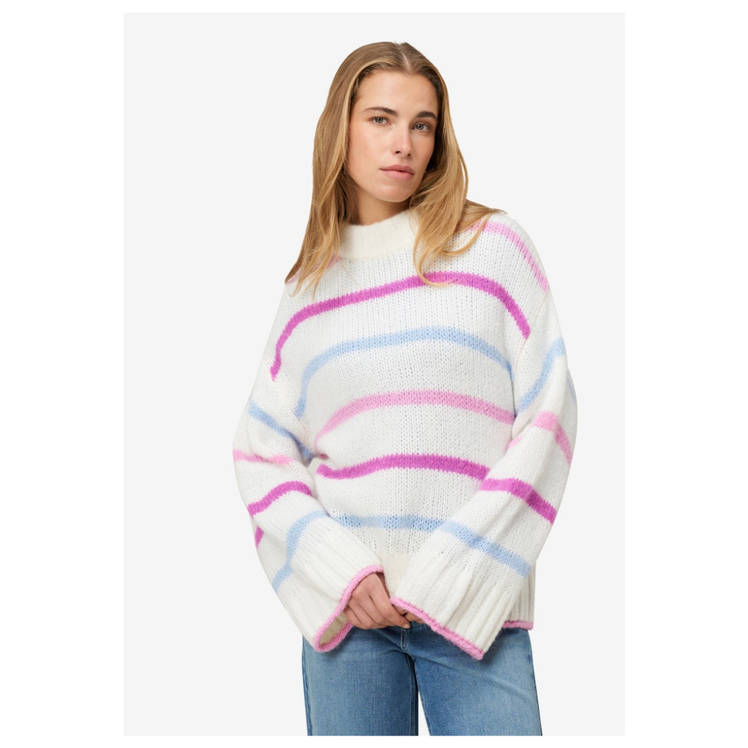 Zero Grobstrickpullover Mit Streifen, Weiß, Xl