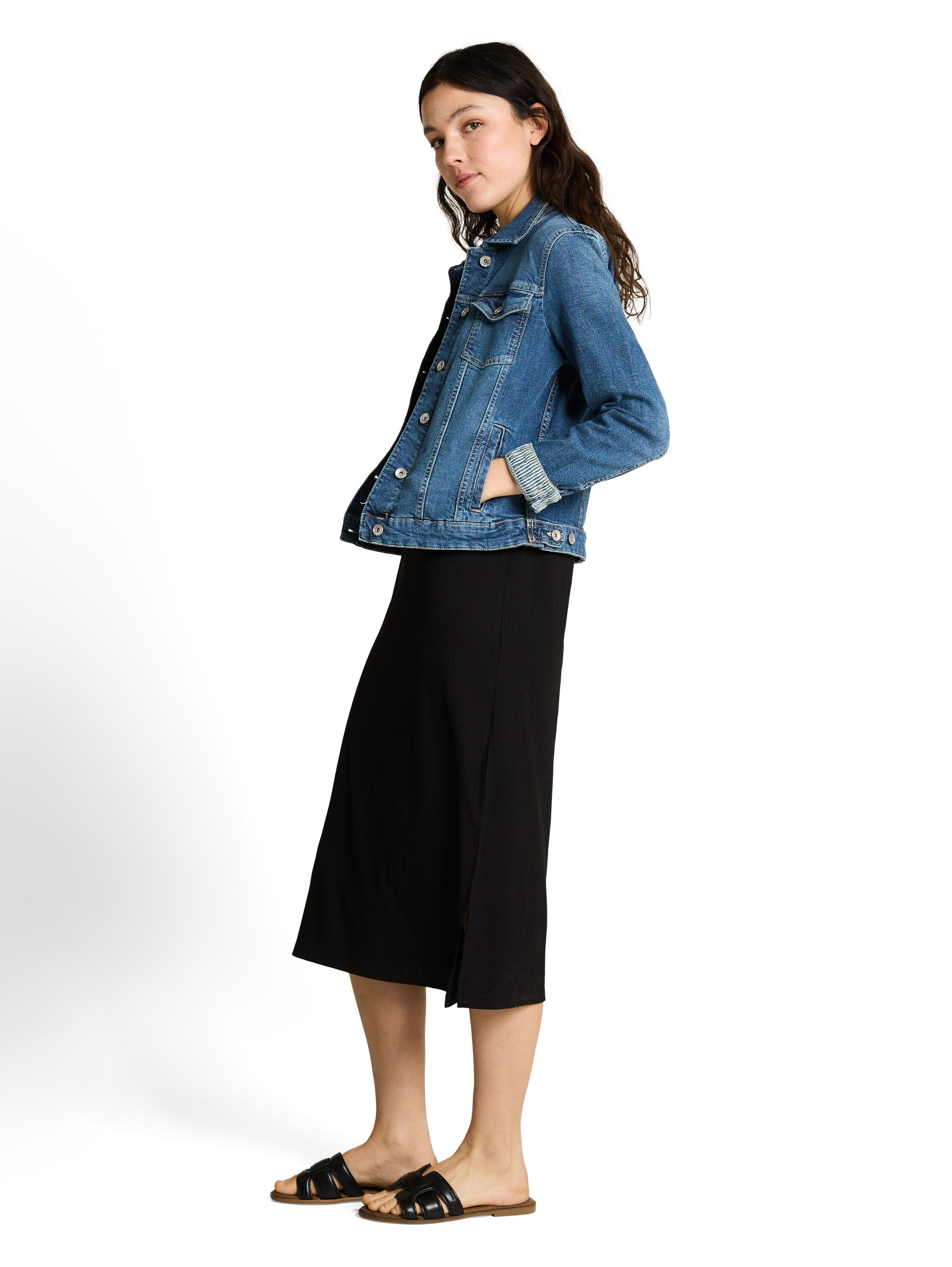 Denim TOM Tailor Shirtkleid, Seitenschlitze, FüR Damen, Schwarz, XL