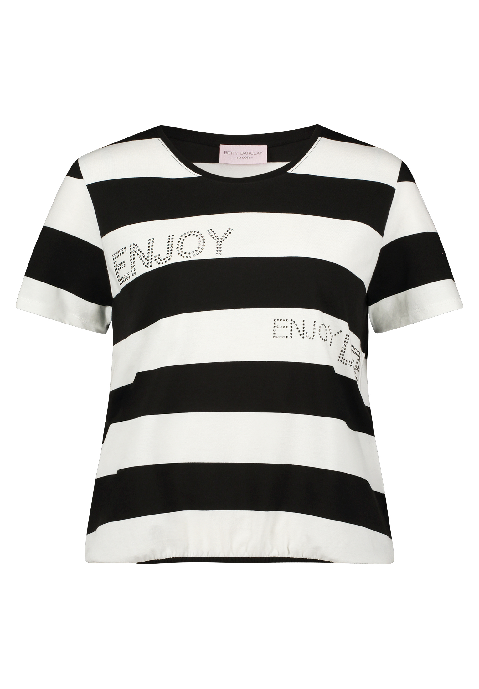 Betty Barclay Ringelshirt Mit Tunnelzug, Schwarz, 44