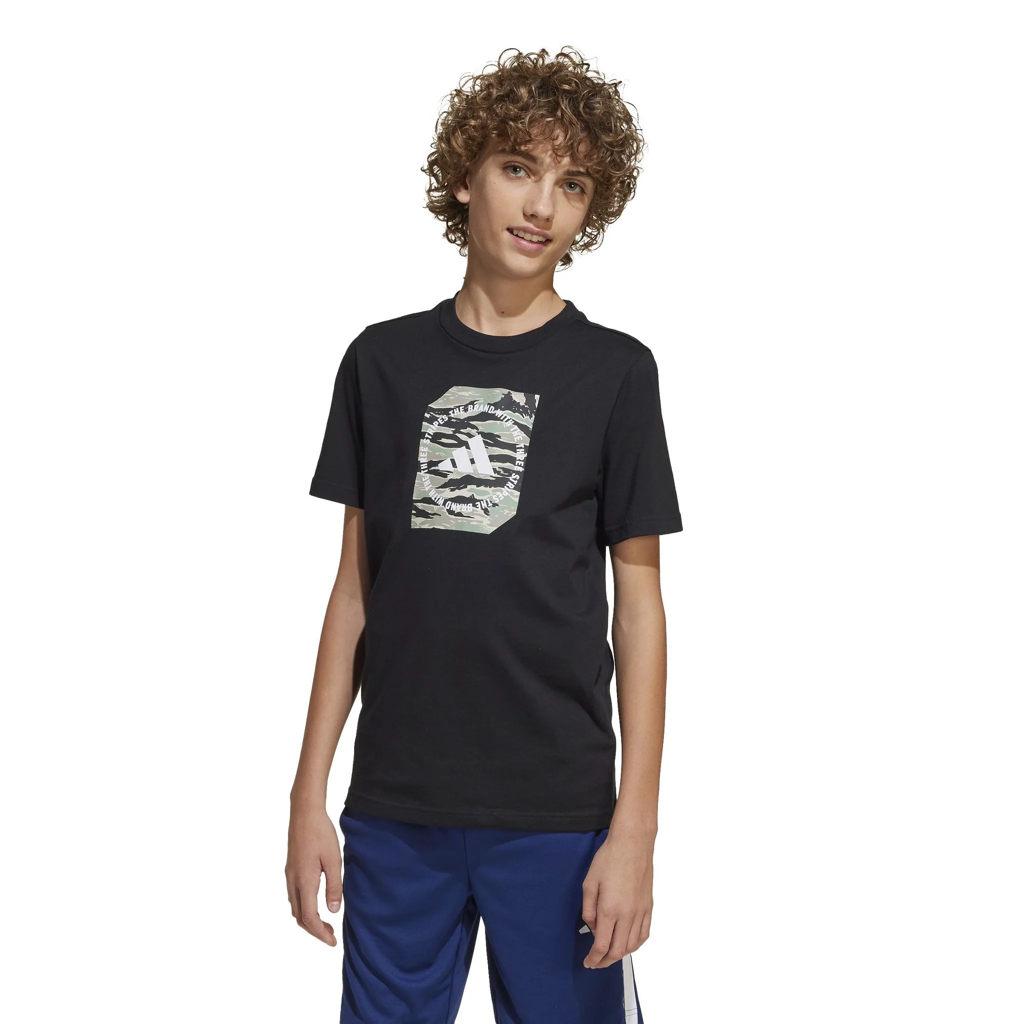 Adidas T-Shirt "B Camo Box", Baumwolle, FüR Kinder, Schwarz, 152