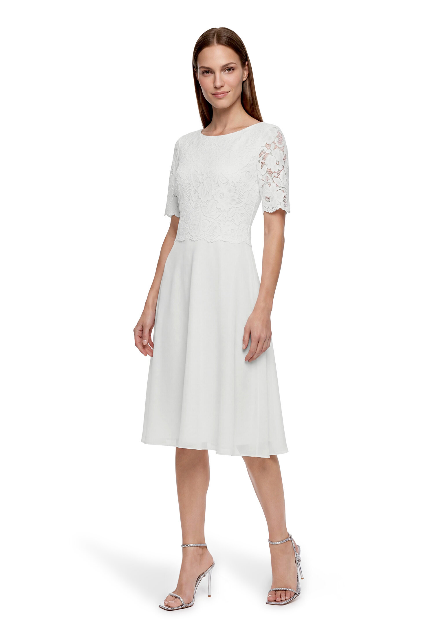 Vera Mont Cocktailkleid Mit Spitze, Weiß, 46