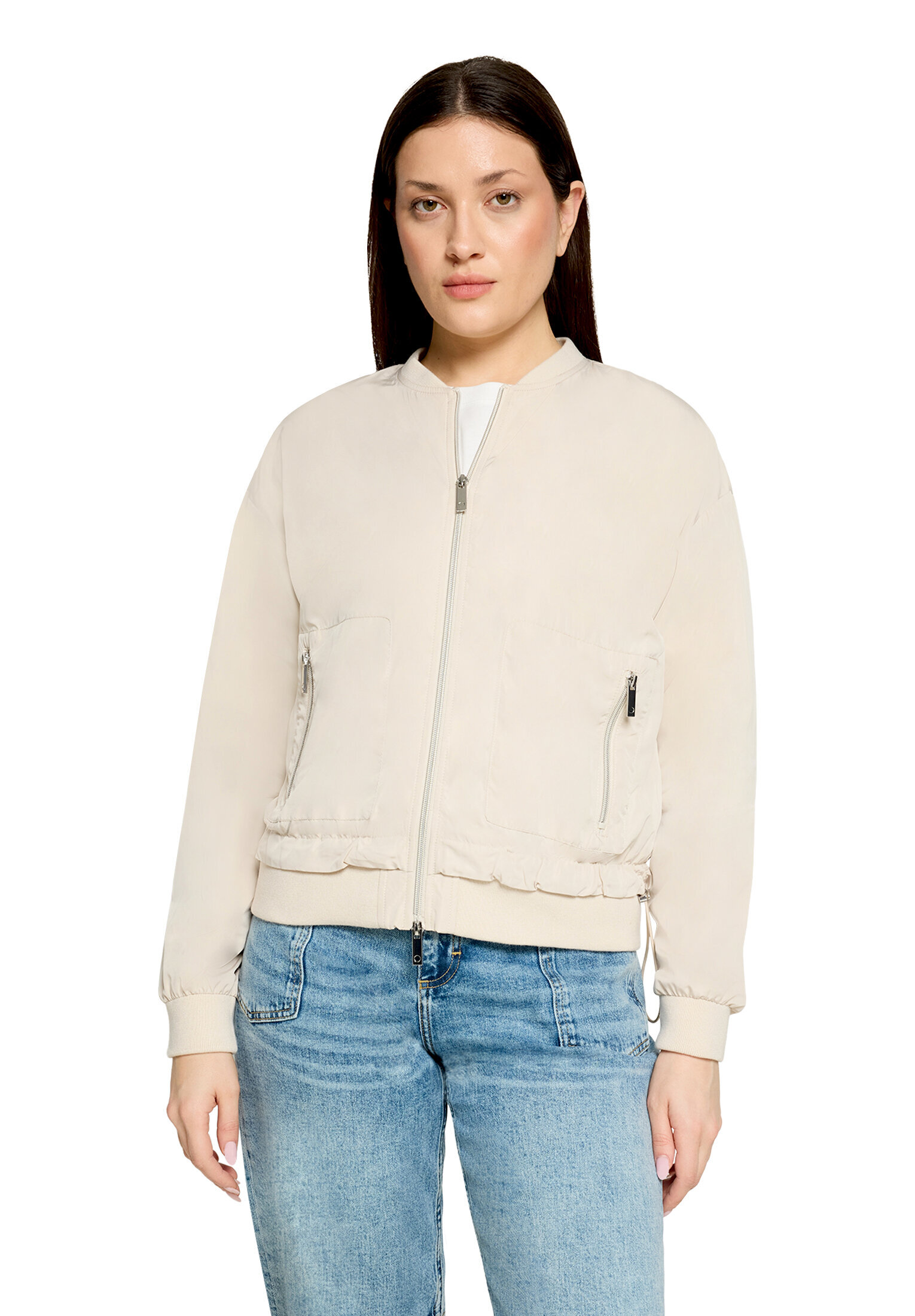 Cartoon Blouson Mit Tunnelzug, Grau, 34