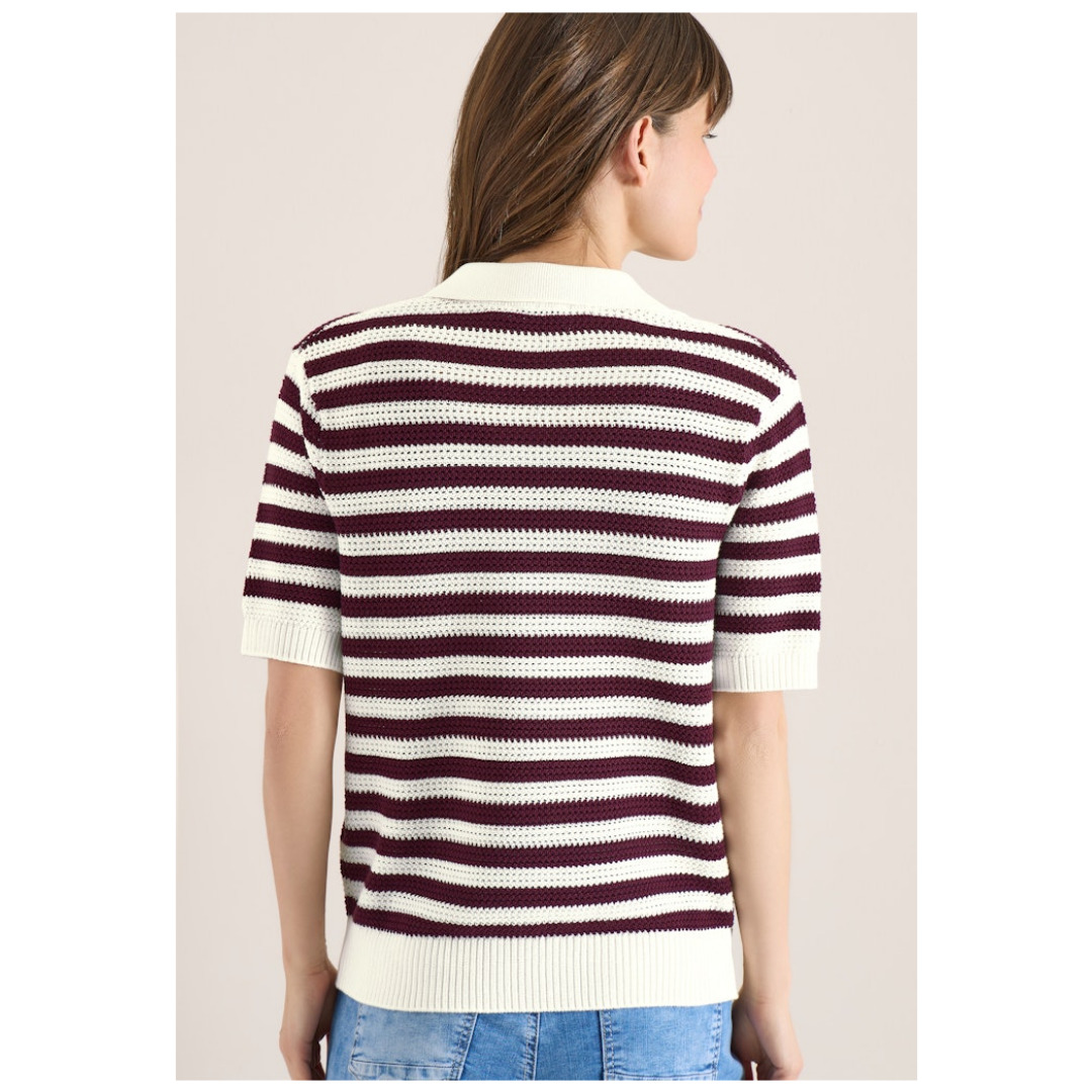Cecil Poloshirt, Baumwolle, FüR Damen, Rot|Weiß, L