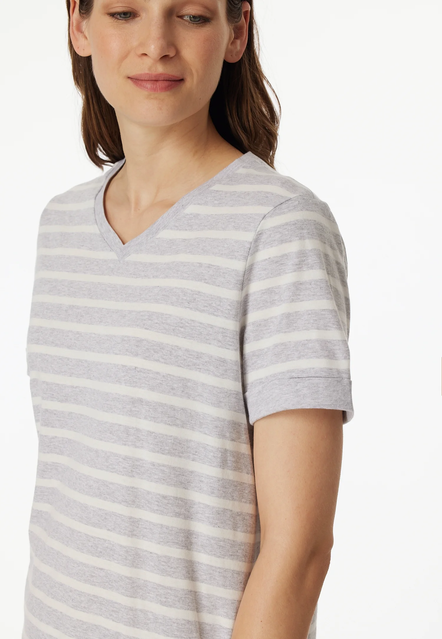 Schiesser Casual Essentials Capri-Pyjama, Baumwolle, V-Ausschnitt, FüR Damen, Grau, 40
