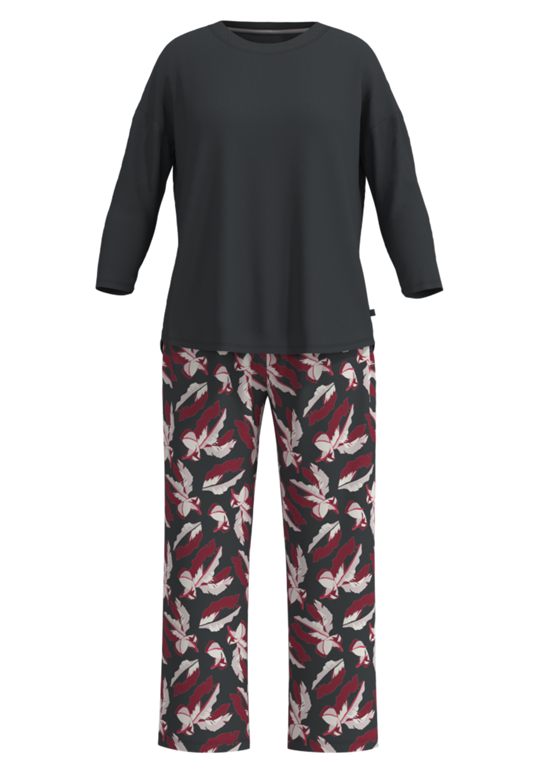 Tom Tailor Schlafanzug Manoa, 3/4-Arm, FüR Damen, Grau|Rot, 42