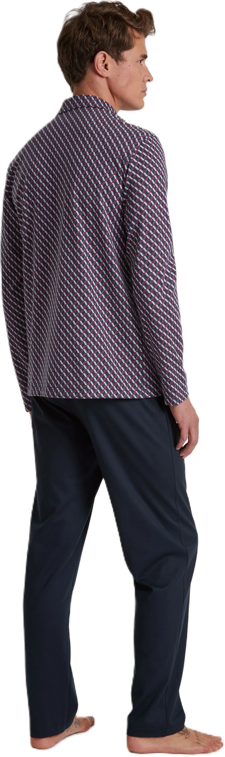 Calida Herren Pyjama, DurchgeknöPft Relax Imprint, Blau, M
