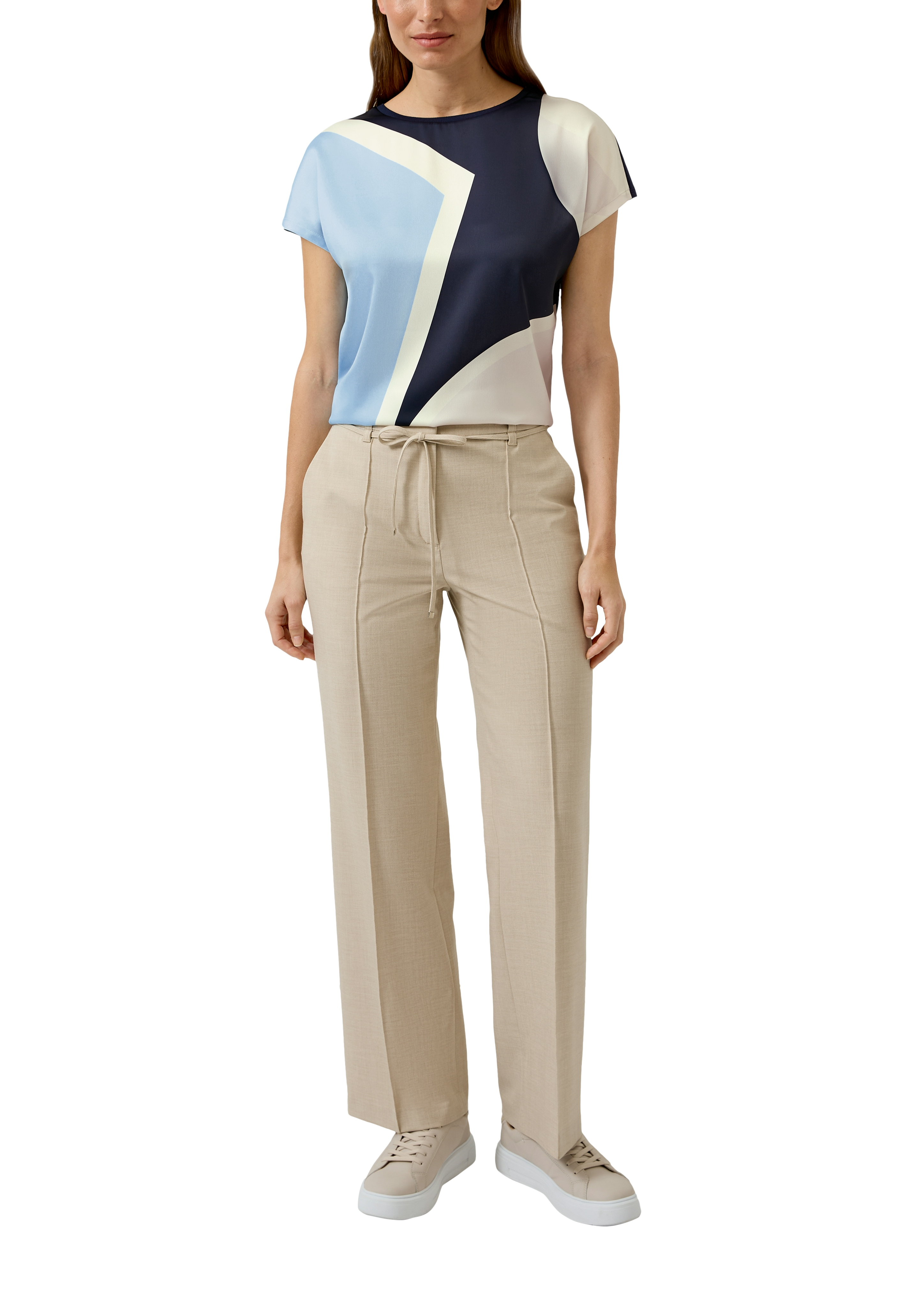S.Oliver Black Label Shirt, üBerschnittene Schultern, FüR Damen, Mehrfarbig|Blau, 42