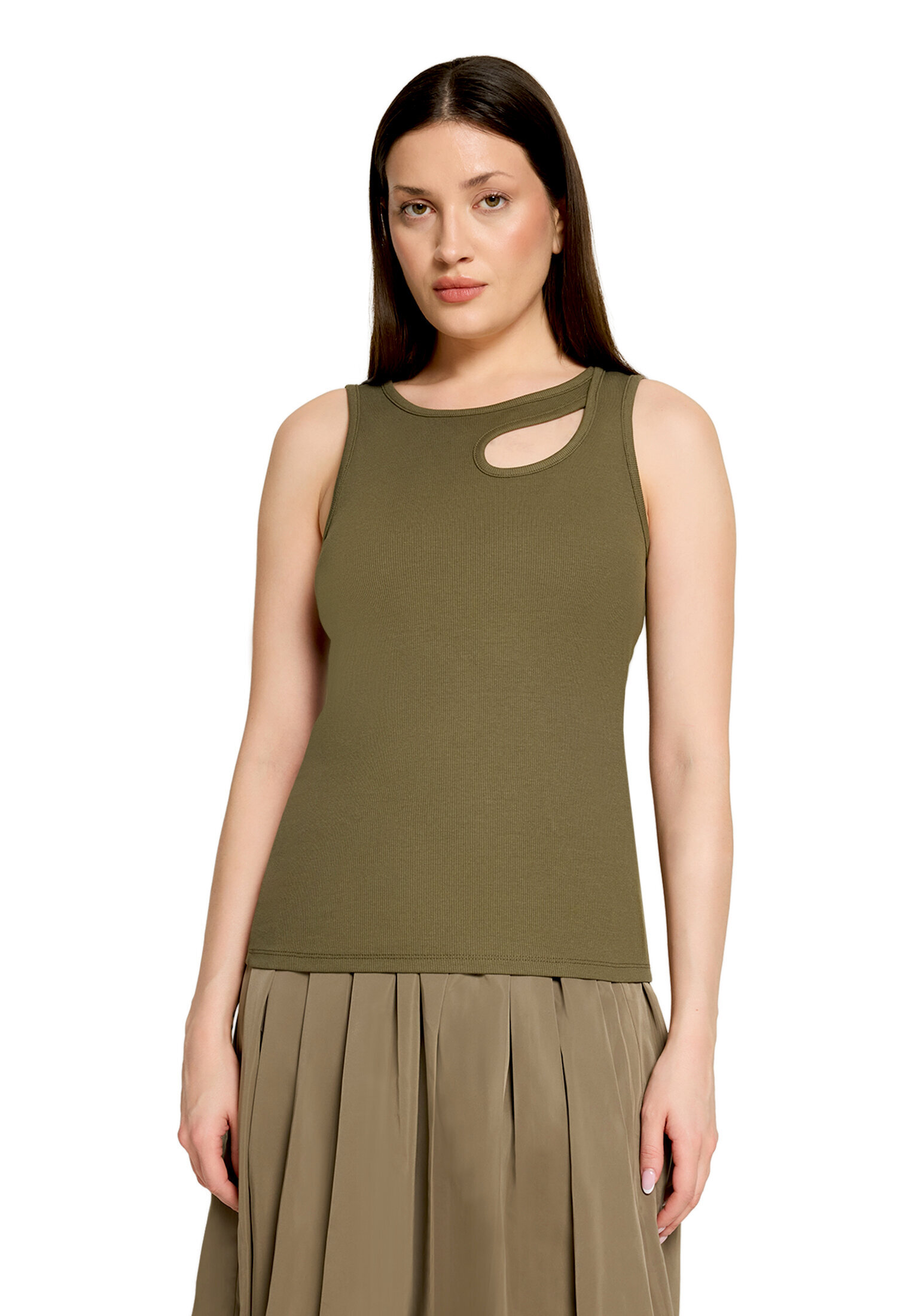Cartoon Basic-Top Mit Rundhalsausschnitt, Braun, 40