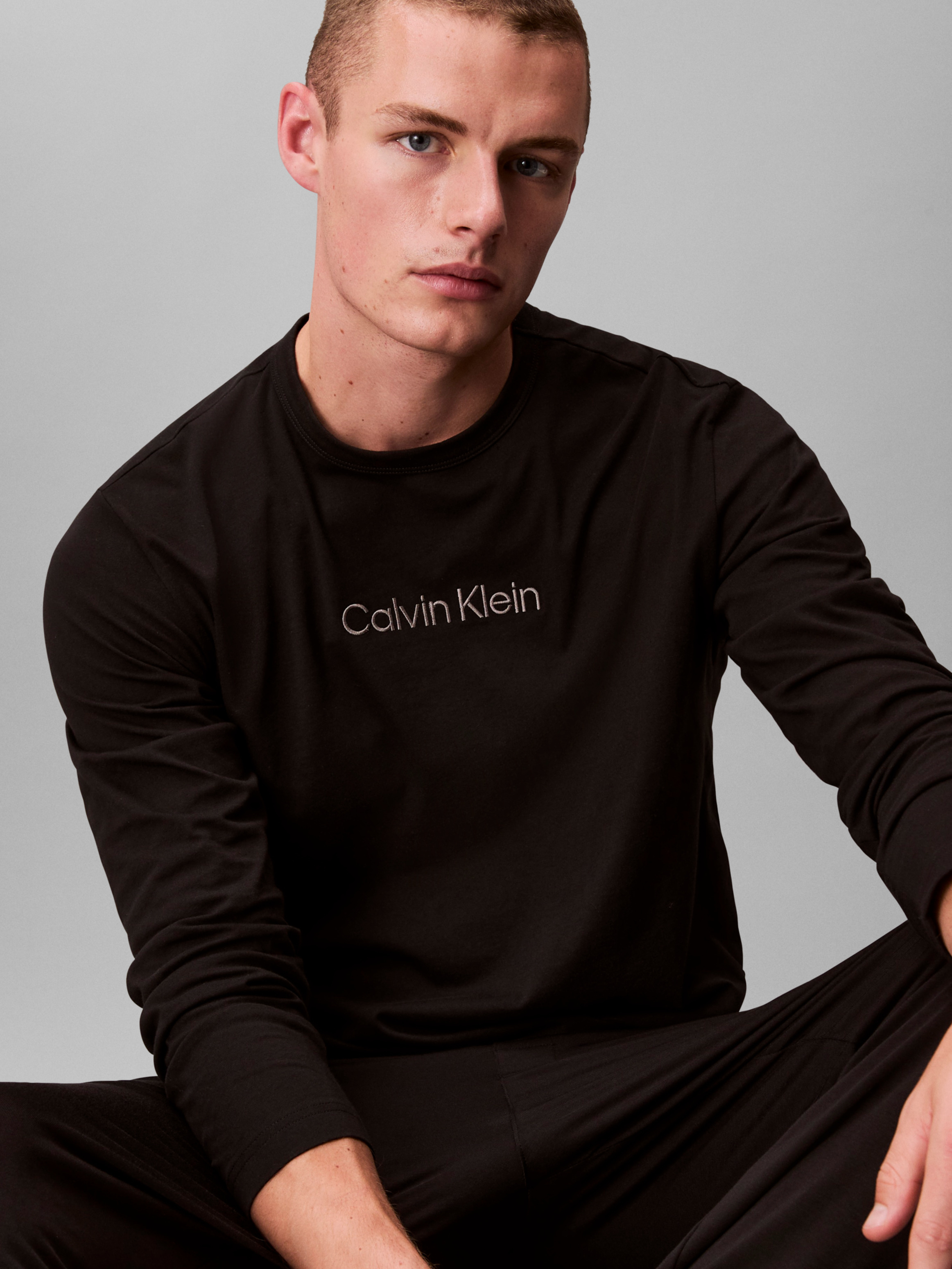 Calvin Klein Schlafanzug-Oberteil Logo Cotton Tee, Baumwolle, FüR Herren, Schwarz, L