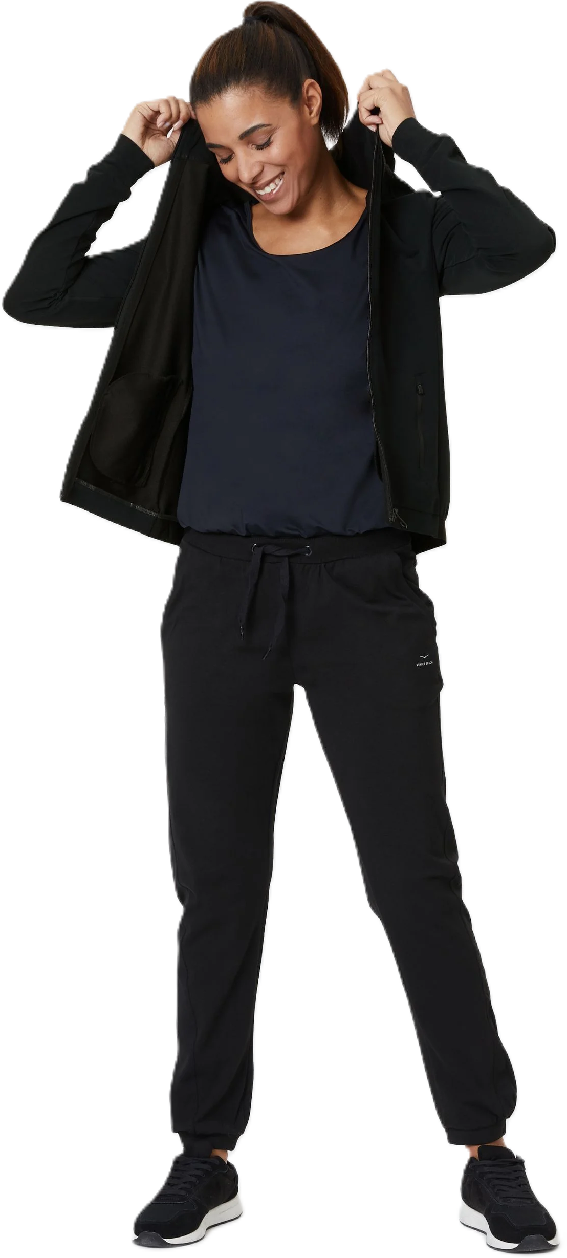 Venice Beach Sweatjacke "Kirsty", Stehkragen, Tunnelzug, FüR Damen, Schwarz, L